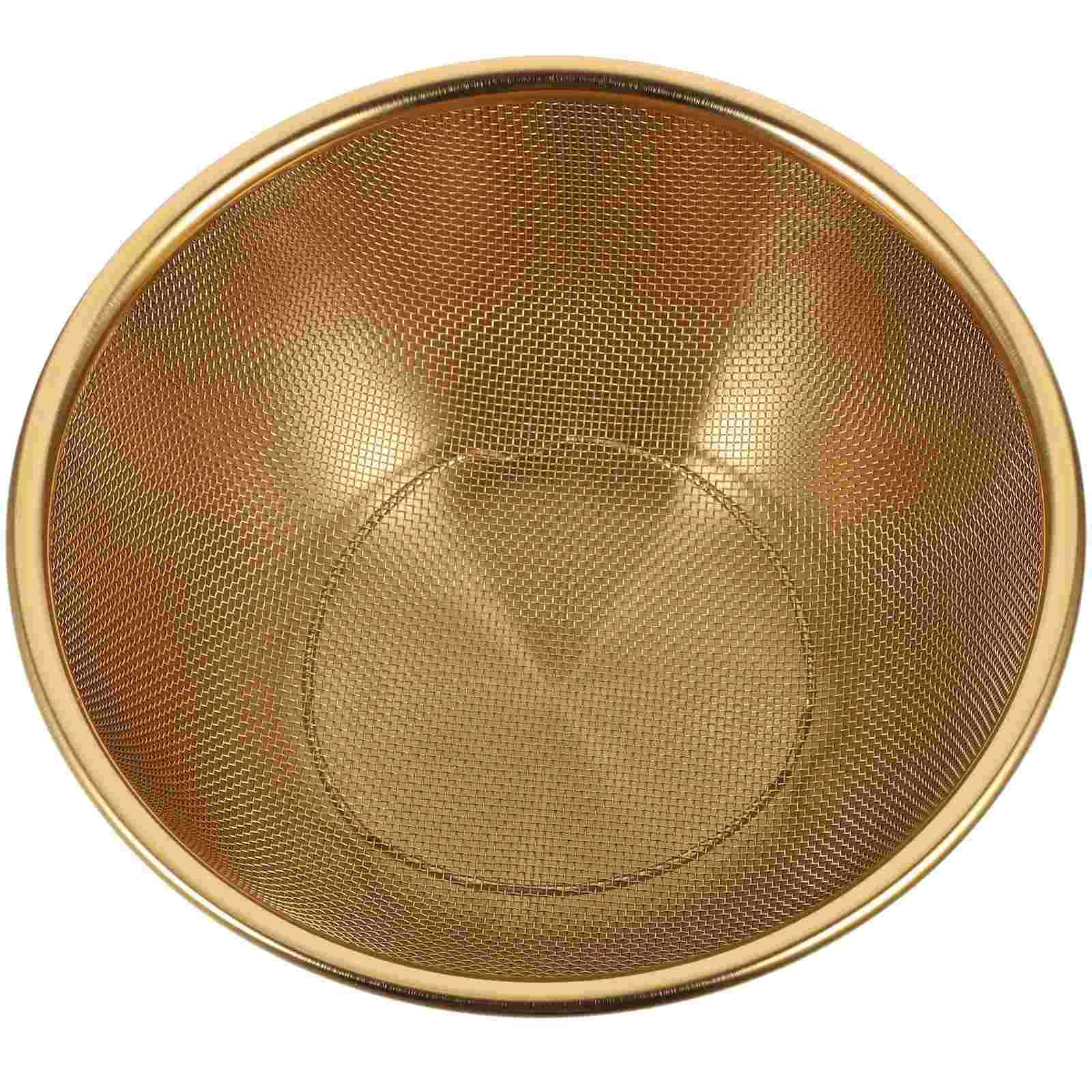 Multi-Functional Stainless Steel Rice Washing Bowl - Gold Kitchen Strainer For Rice, Vegetables & Fruit - Durable And Elegant De