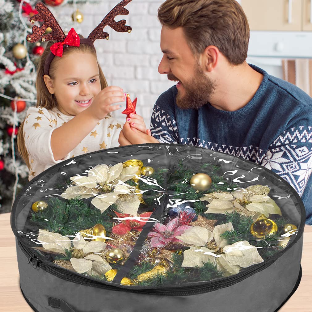 Primode Christmas Wreath Storage Bag 36'' | Garland Wreaths Container With Clear Top Window For Easy Holiday Storage 36''X8'' |
