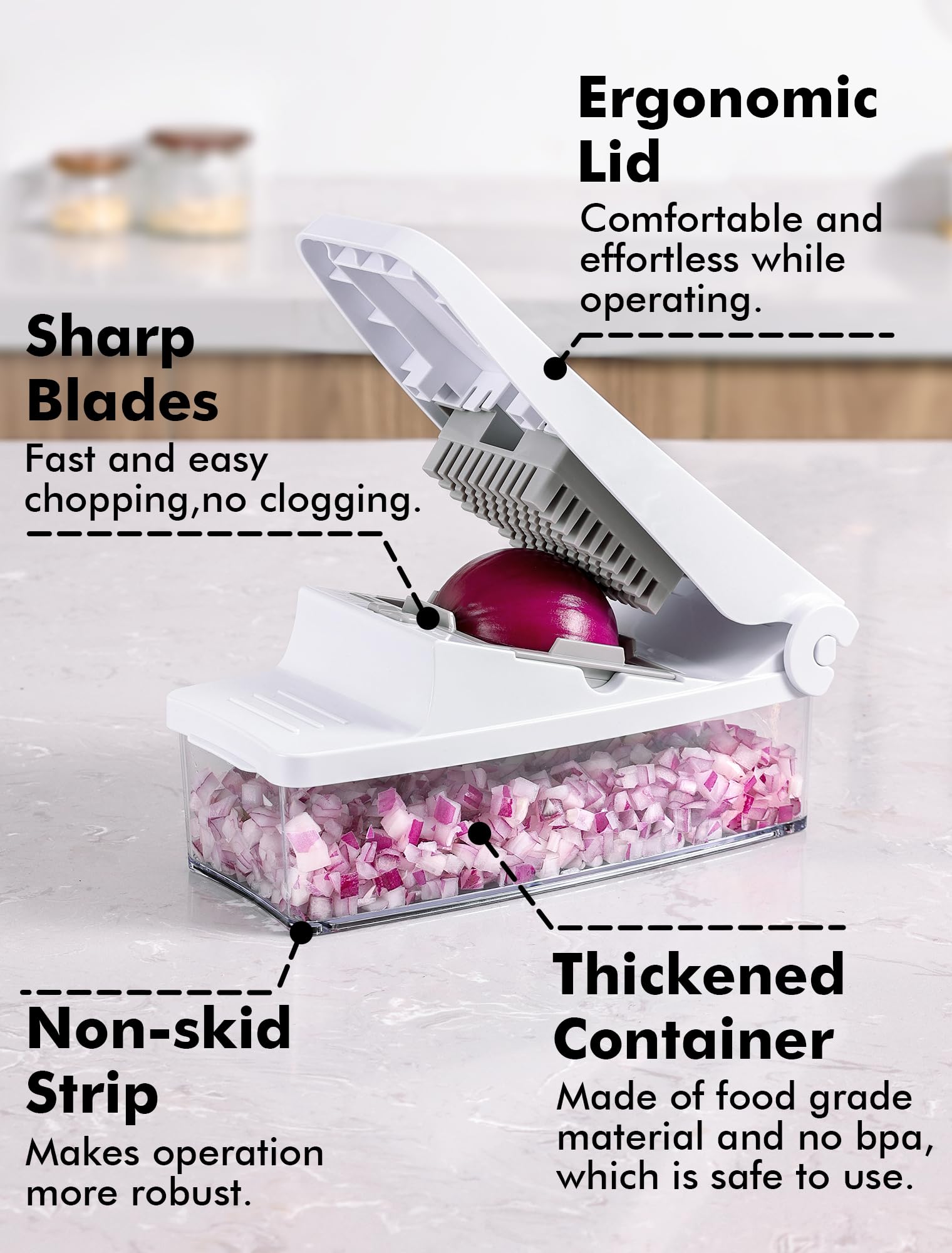 Geedel Vegetable Chopper, Onion Chopper Pro Food Chopper, Kitchen Vegetable Slicer Dicer Cutter, Veggie Chopper With Container F