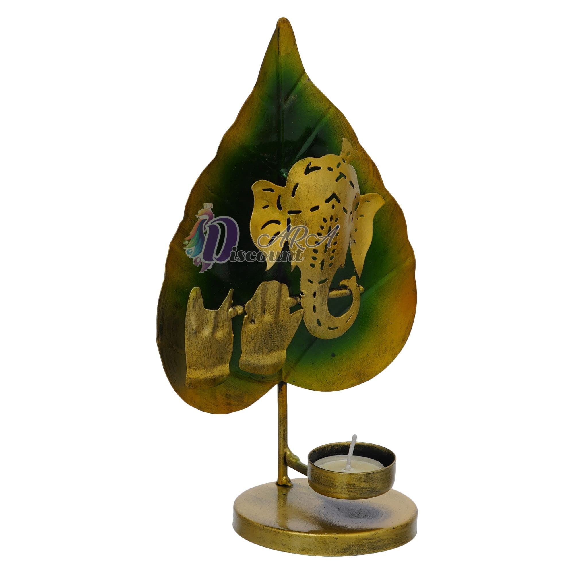 Discount ARA Leaf Ganesh Tealight Candle Holder/Tealight Holder/Diwali Gift Items/Festival Decoration Items/Wedding Gift Item/We