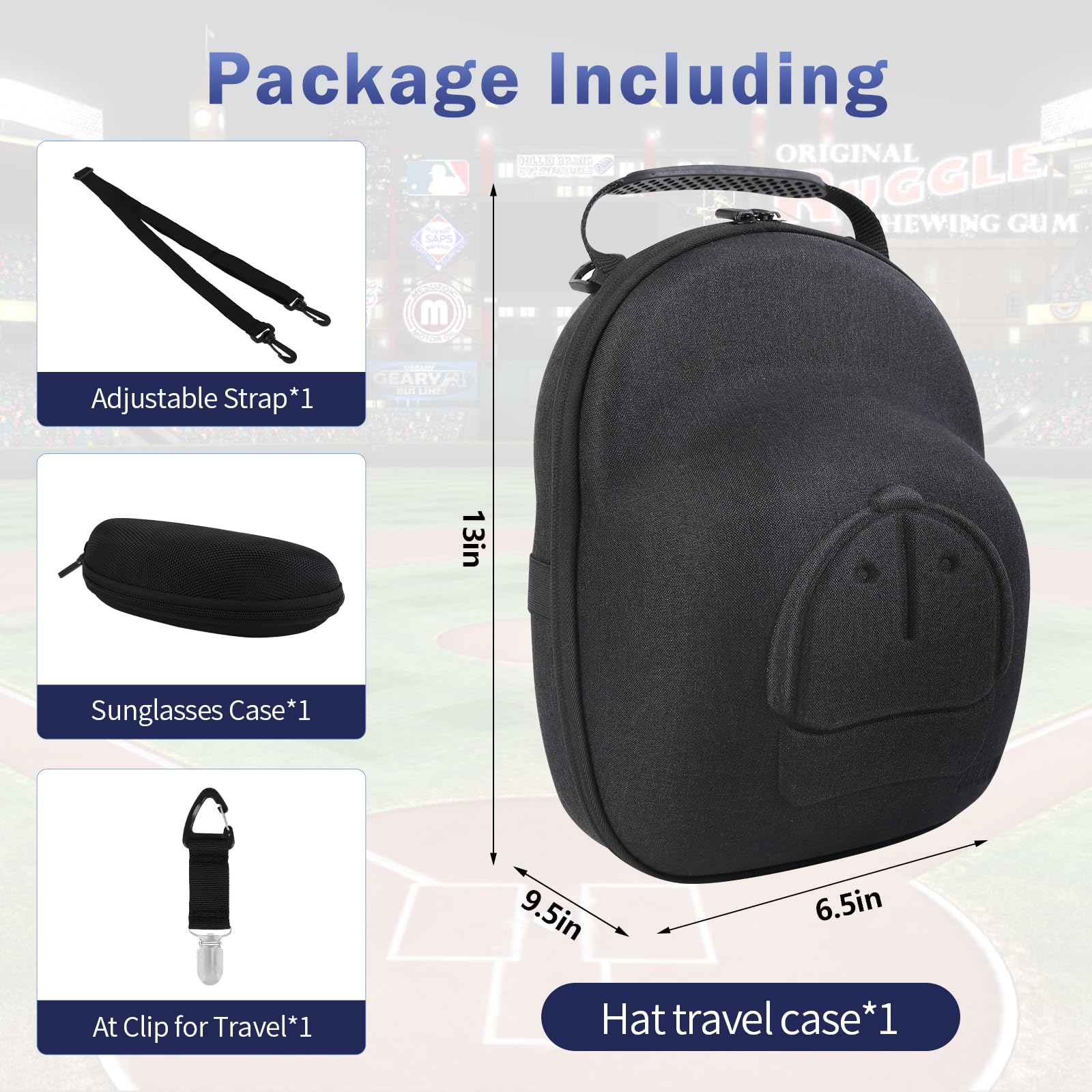 Anguu Hat Travel Case,Hard Hat Case For Baseball Caps, Hat Carrier For Travel With Hat Clip And Glasses Case, Hat Organizer Prot