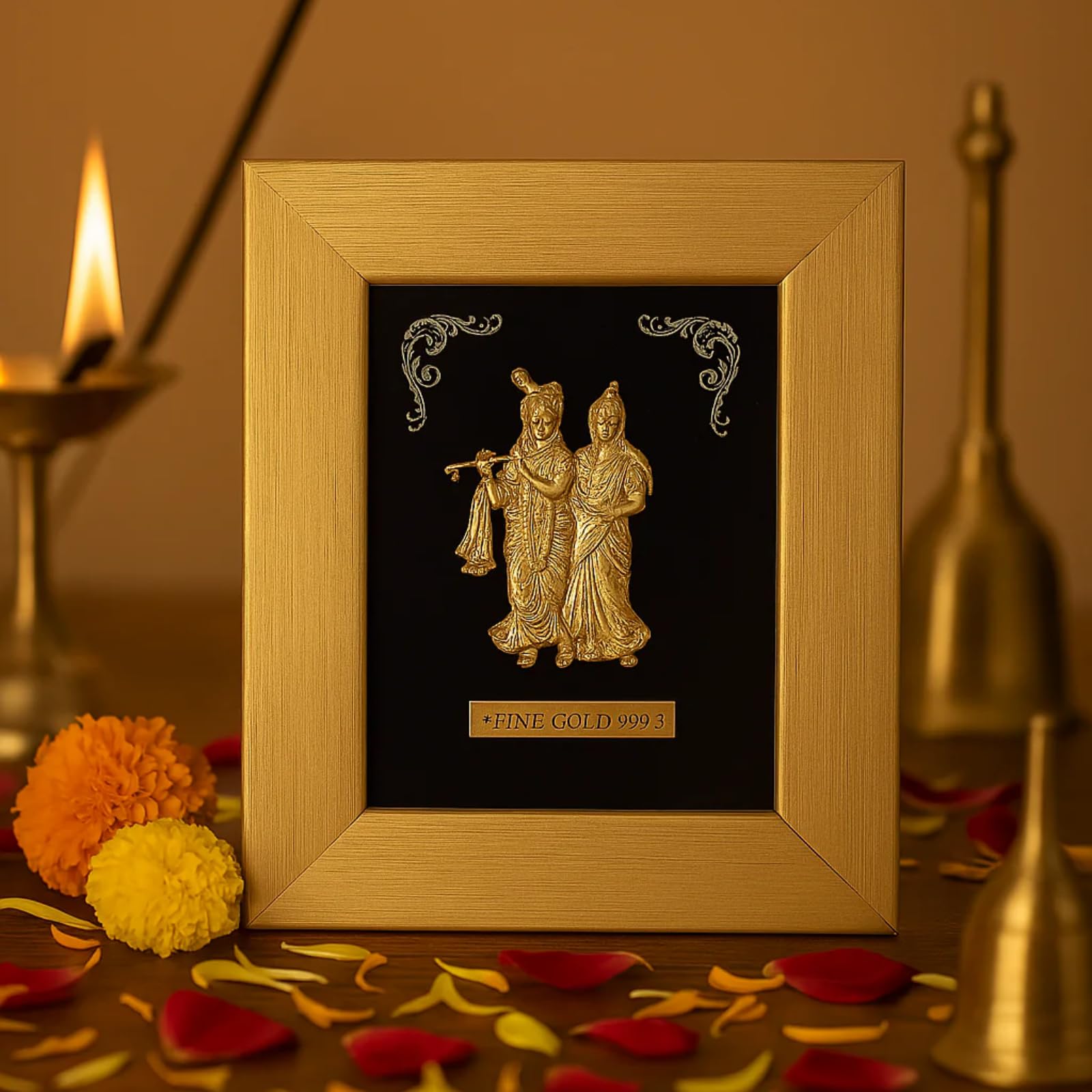 House Of Wemy Gold Plated Radha Krishna Photo Frame For Home Decor, Pooja Room Decoration, House Warming & Marriage Gifting - 7 