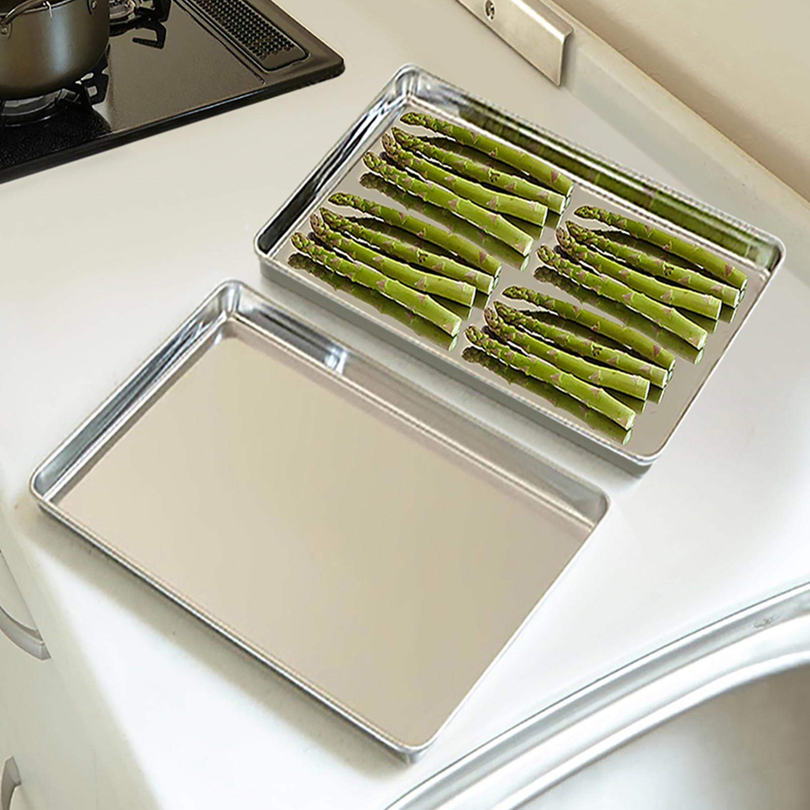 Teamfar Baking Sheet, 17.6 X 13 X 1 Stainless Steel Large Cookie Sheet Half Baking Pans, Non-Toxic & Healthy, Easy Clean & Dishw