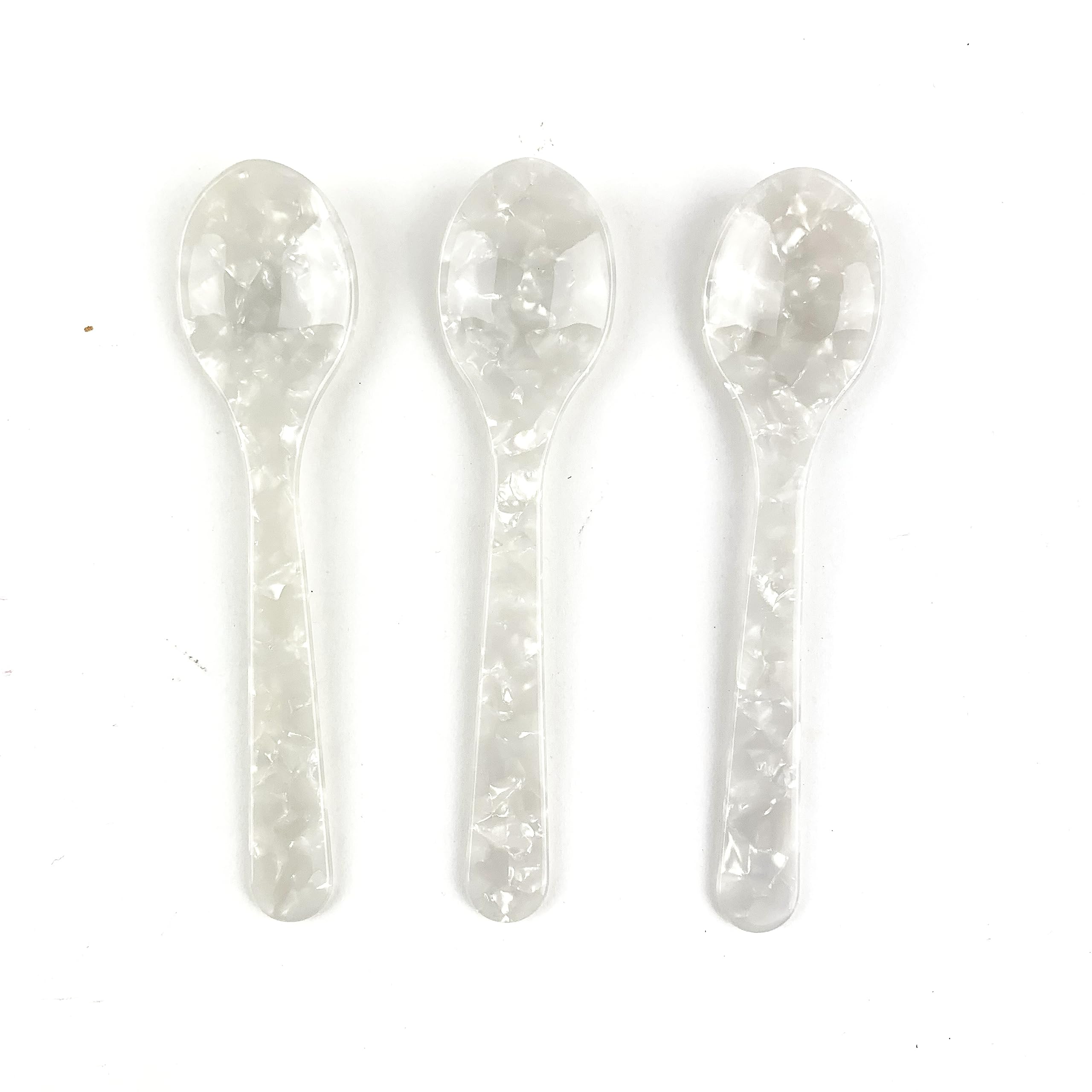 Heyiwell 3Pc Colorful Acrylic Dessert Spoons,Little Spoons For Ice Cream,Coffee,Stirring,Caviar Spoons,Finely Decorative Spoons