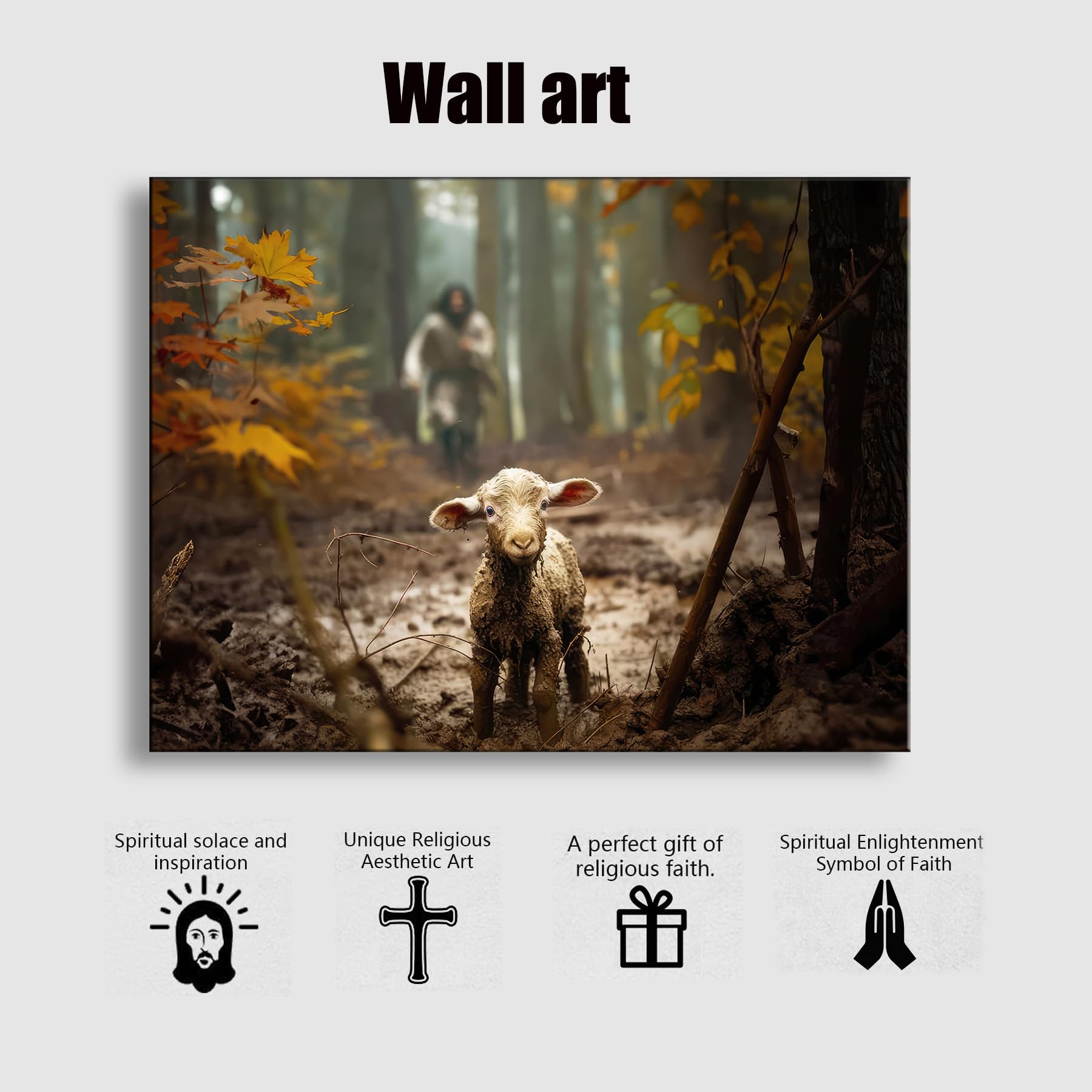 Baptism Gifts For Boys Or Girl Wall Decor, Christian Gifts For Women & Men, Jesus And Lamb Canvas Poster Jesus Running After Los