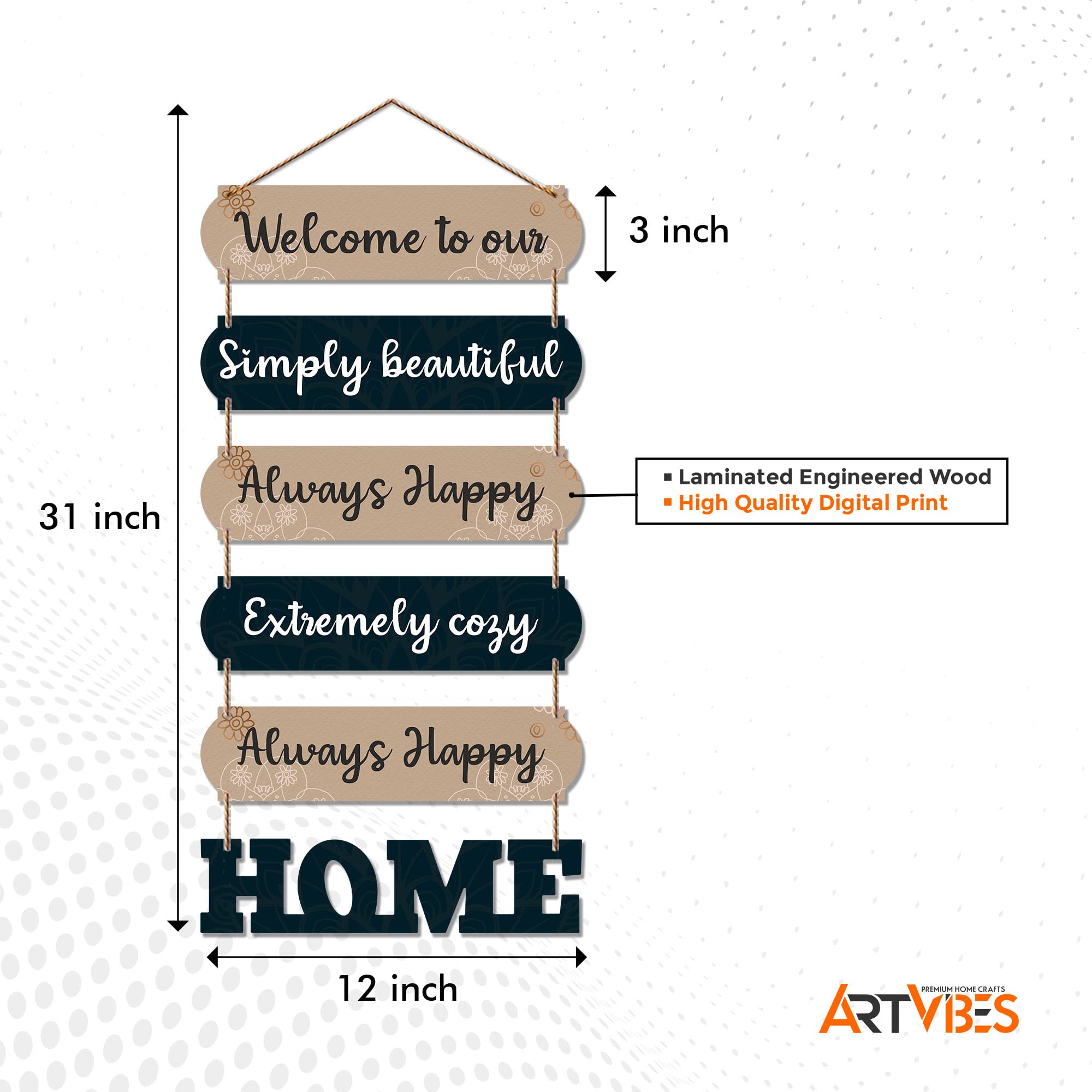 Artvibes Home Quote Decorative Wall Art MDF Wooden Wall Hanger for Living Room | Bedroom | Gifts | Home Decoration | Modern Deco