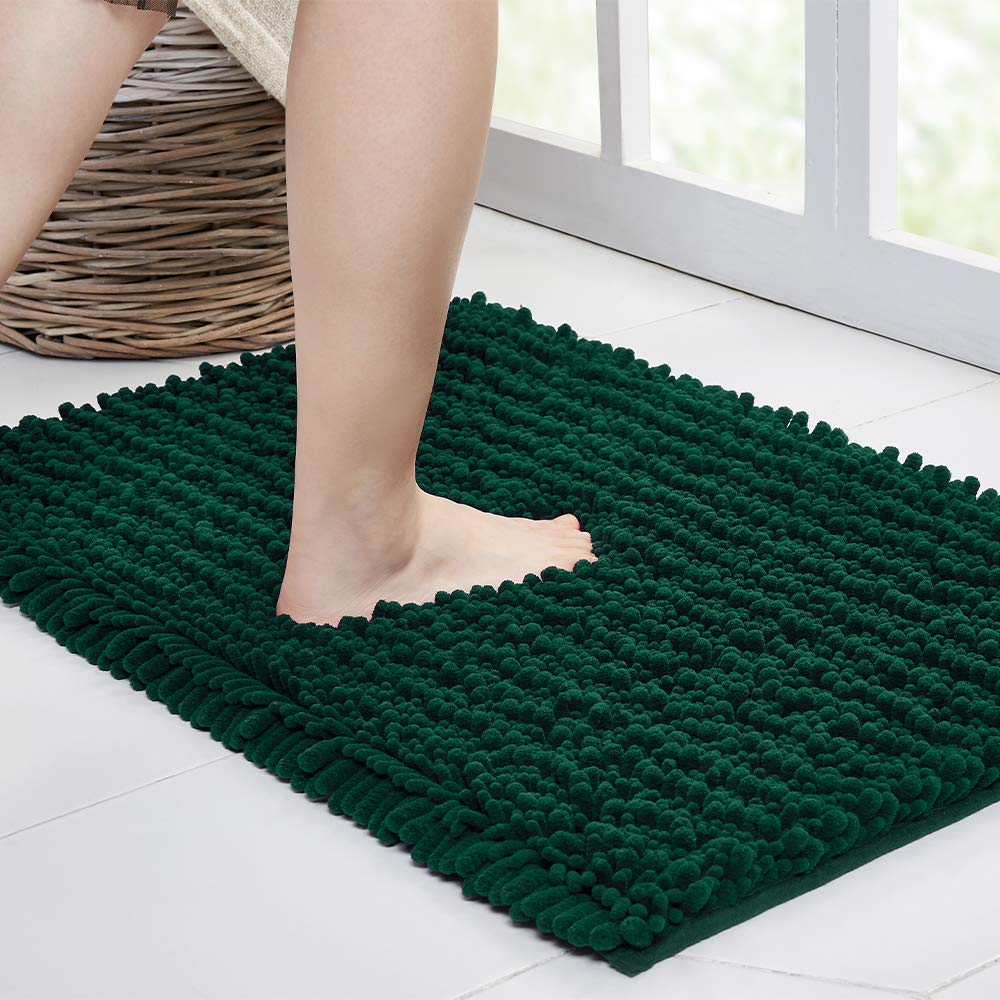 Walensee Large Bathroom Rug Non Slip Bath Mat (72X24 Inch Hunter Green) Water Absorbent Super Soft Shaggy Chenille Machine Washa