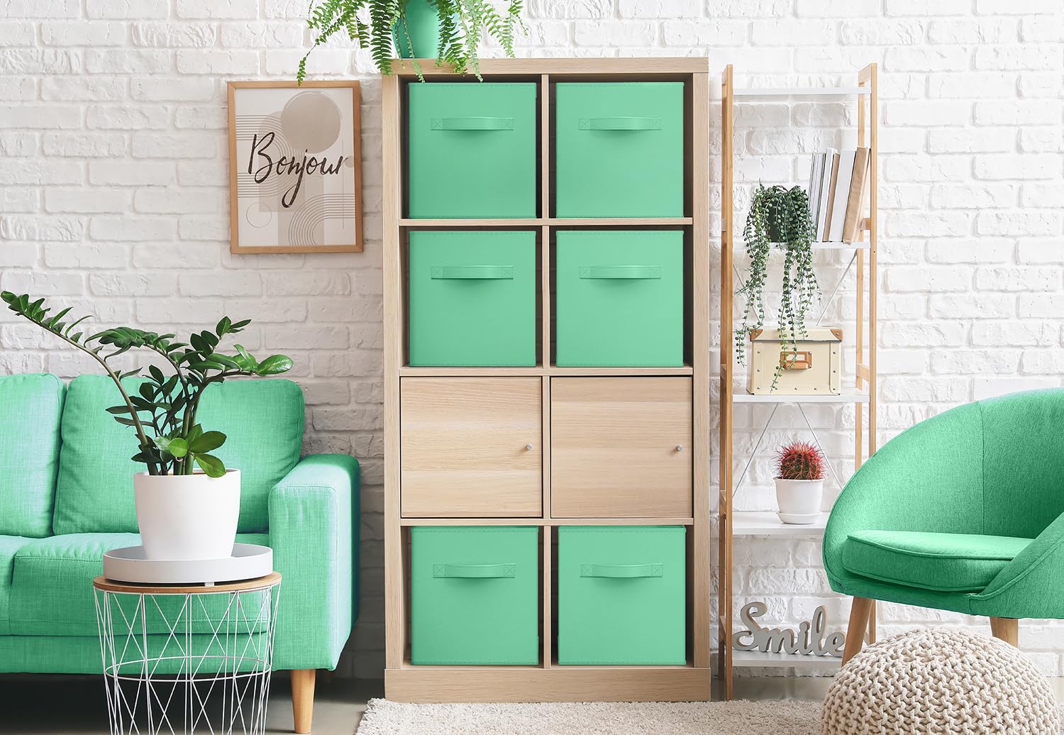 Sorbusa Foldable Storage Cube Basket Bin (6 Pack, Teal)
