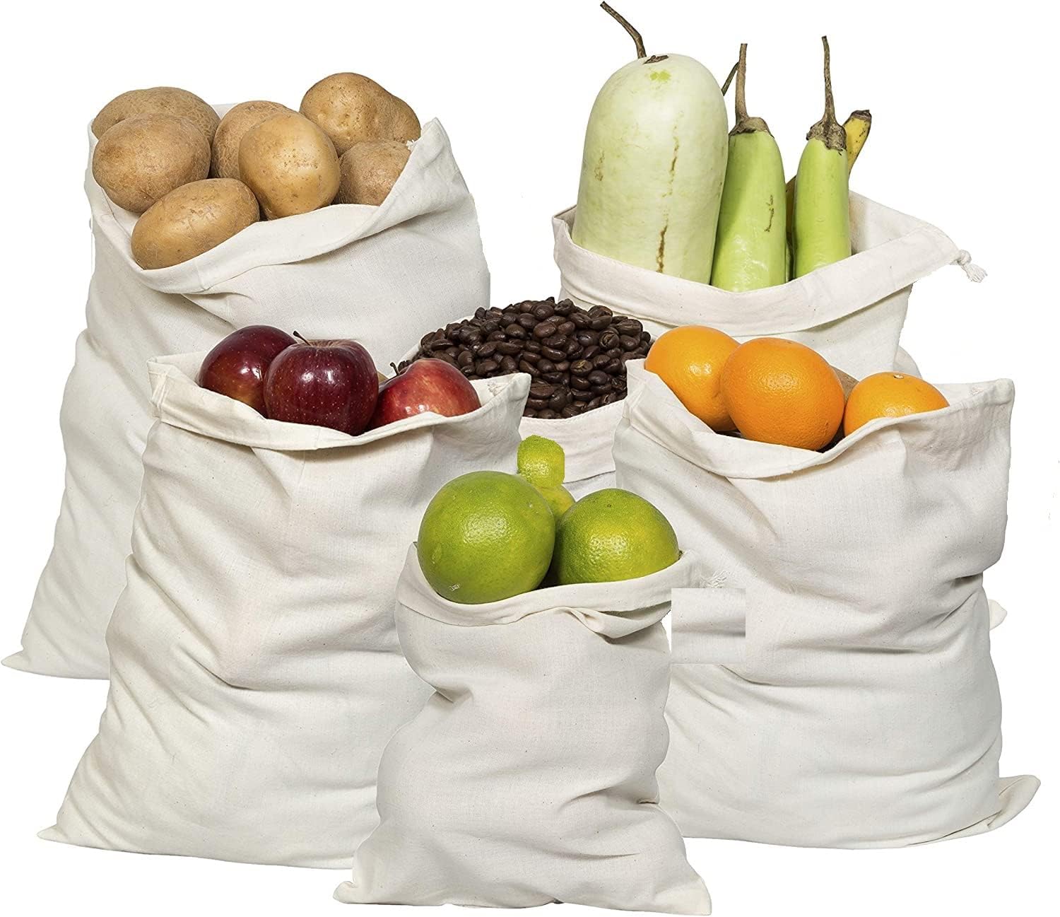 Sonu Commercial Cotton Vegetable Bags Fridge Storage Bag Sabji Fruits Pouch Refrigerator Produce Bags Clothe Muslin Reusable Was