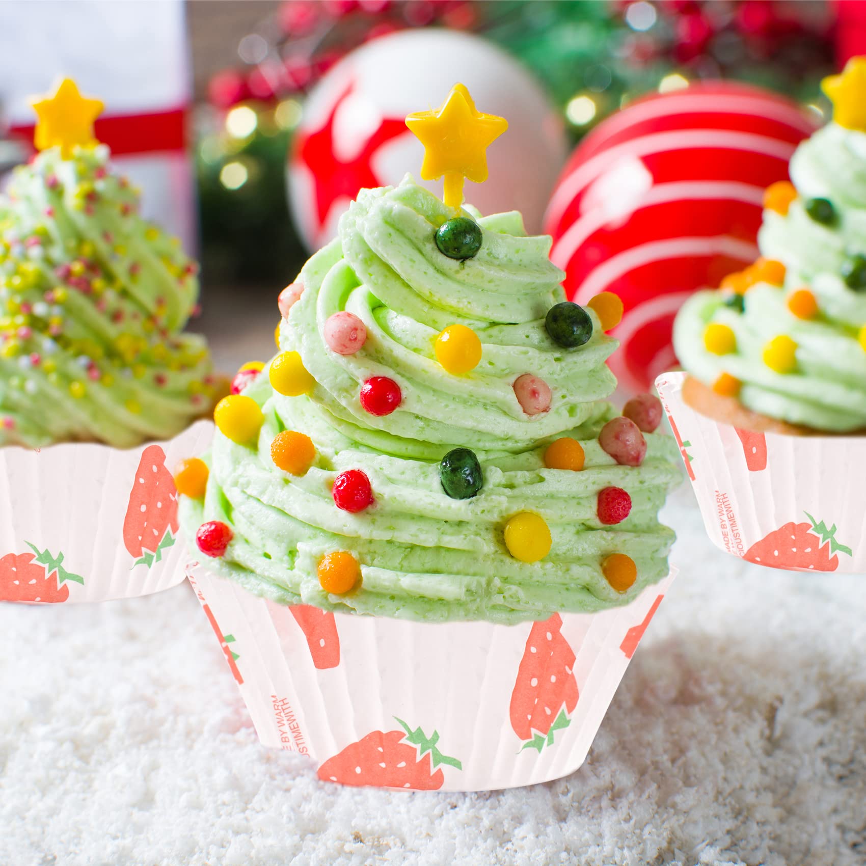 Cupcake Liners For Baking, 100Pcs Muffin Liners, Strawberry Printing Baking Cups Paper, Cupcake Wrappers Non Stick, Standard Cup