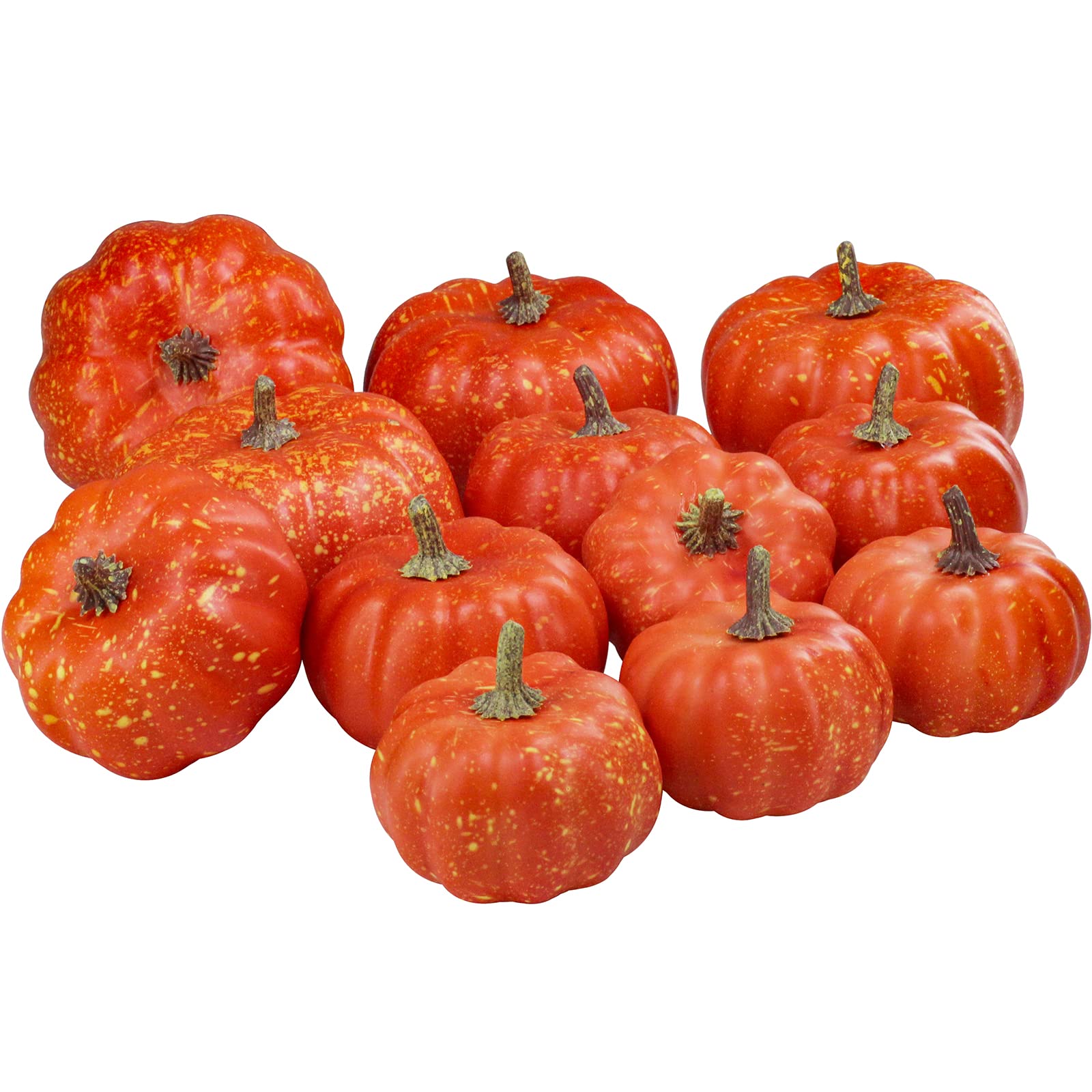 12 Pcs Assorted Small Orange Artificial Pumpkins Harvest Decorative Pumpkins Foam Pumpkins for Gifts Farmhouse Fall Thanksgiving