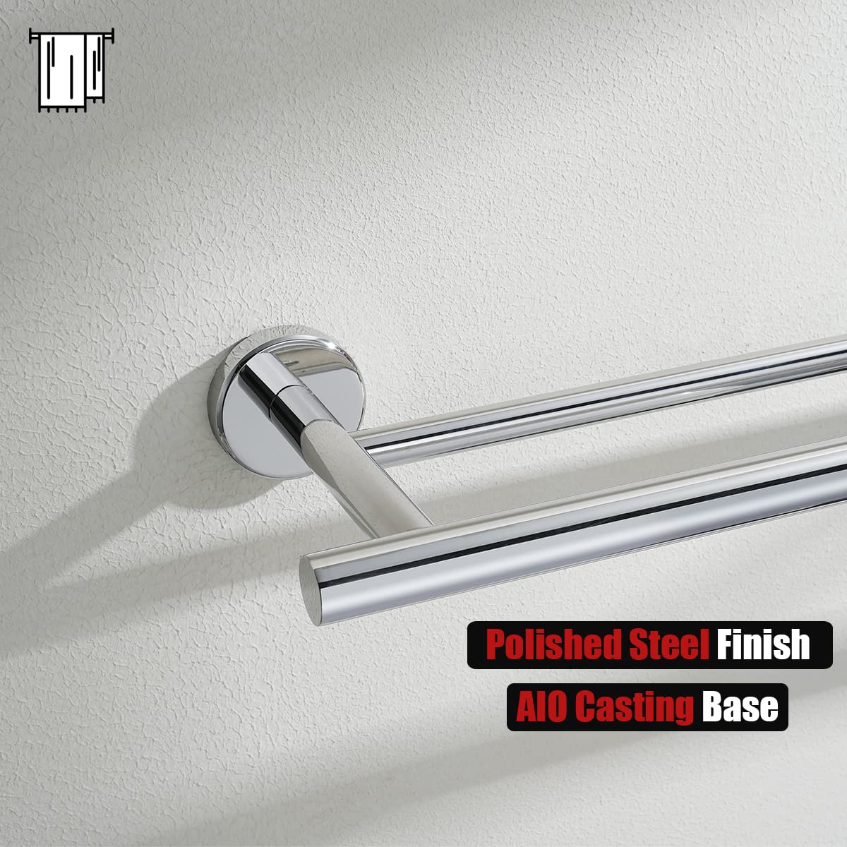 JQK Double Bath Towel Bar  30 Inch 304 Stainless Steel Thicken 0.8mm Towel Rack for Bathroom  Towel Holder Polished Chrome Wall Mount  33 in Total Length 2 Pack  TB100L30-CH-P2