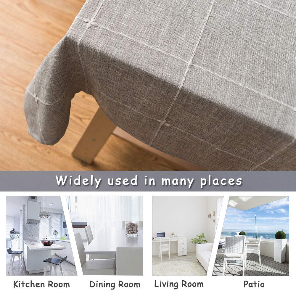 Colorbird Farmhouse Tablecloth Solid Embroidery Lattice Cotton Linen Table Cloth Fabric Wrinkle Free Washable Table Cover For Ki
