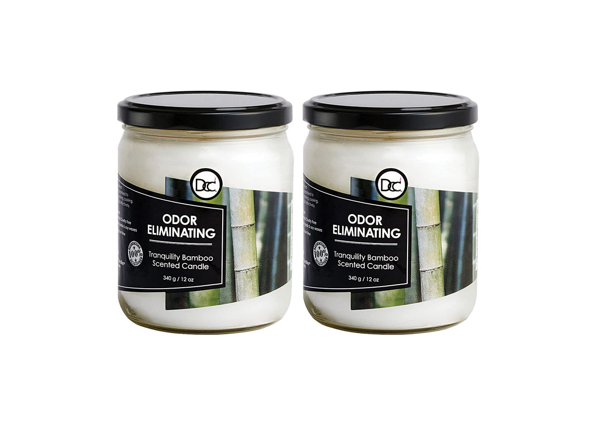 Bamboo Two Pack Odor Eliminating Highly Fragranced Candles - Eliminates 95% of Pet, Smoke, Food, and Other Smells Quickly - Up t