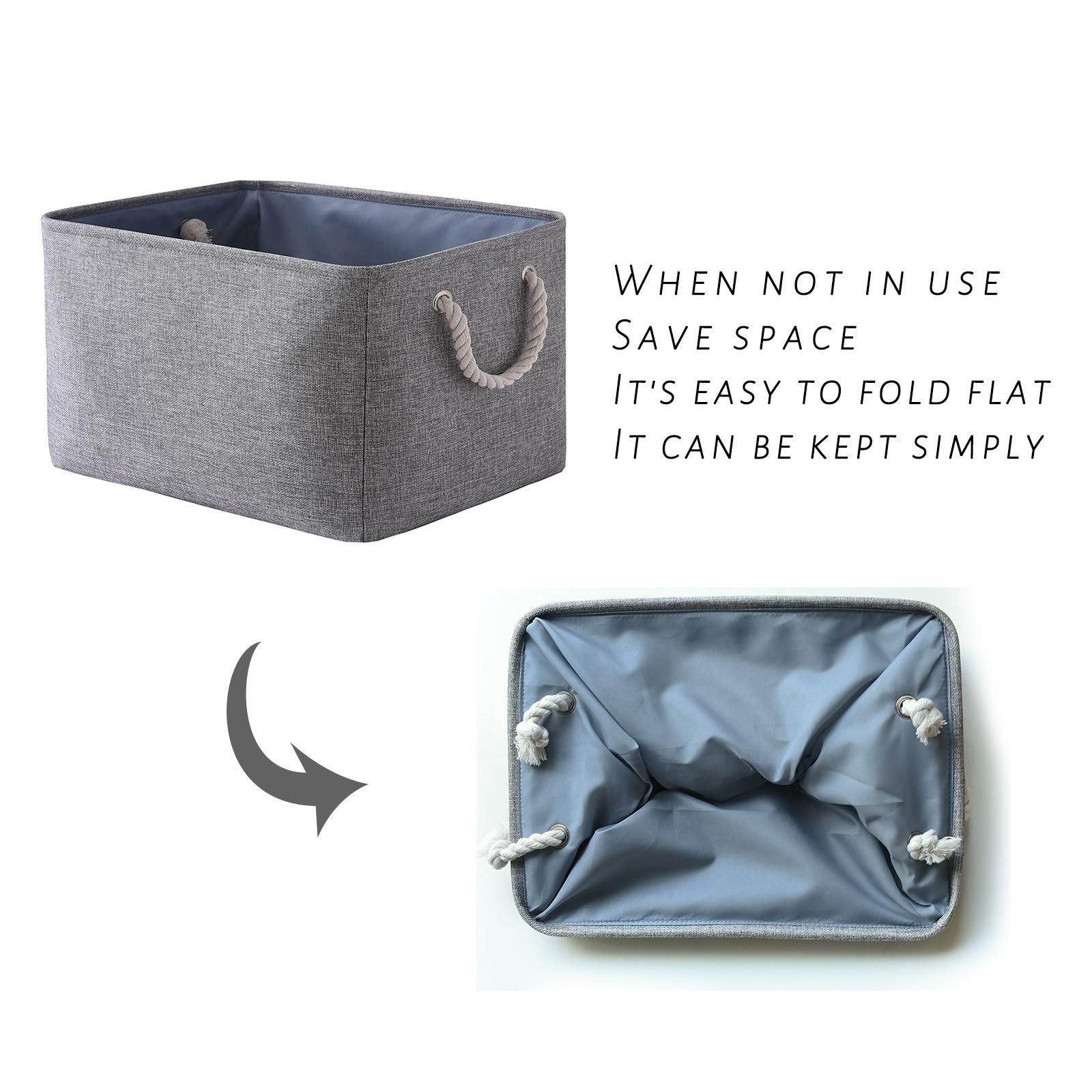 TcaFmac Storage Bins for Organization - Large 3 Pack Canvas Storage Basket for Shelves with Handles  Collapsible Baskets for Organizing for Closet Dog Laundry Bathroom (Grey 16x12x8 inch)