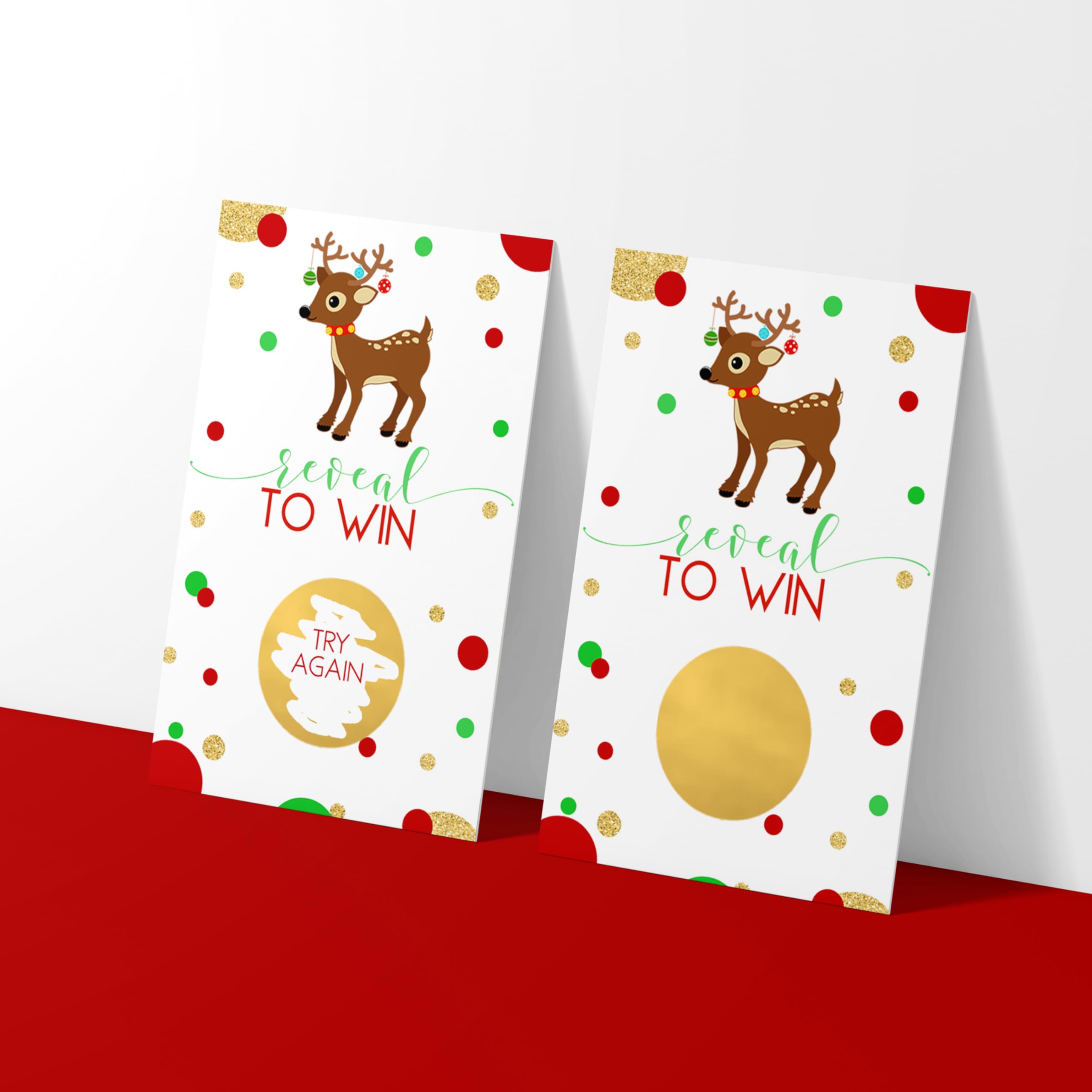 Reindeer Scratch Off Christmas Party Games Adults, Office, Group, Family, Holiday Scratcher Tickets For Prize Drawings, Rudolph