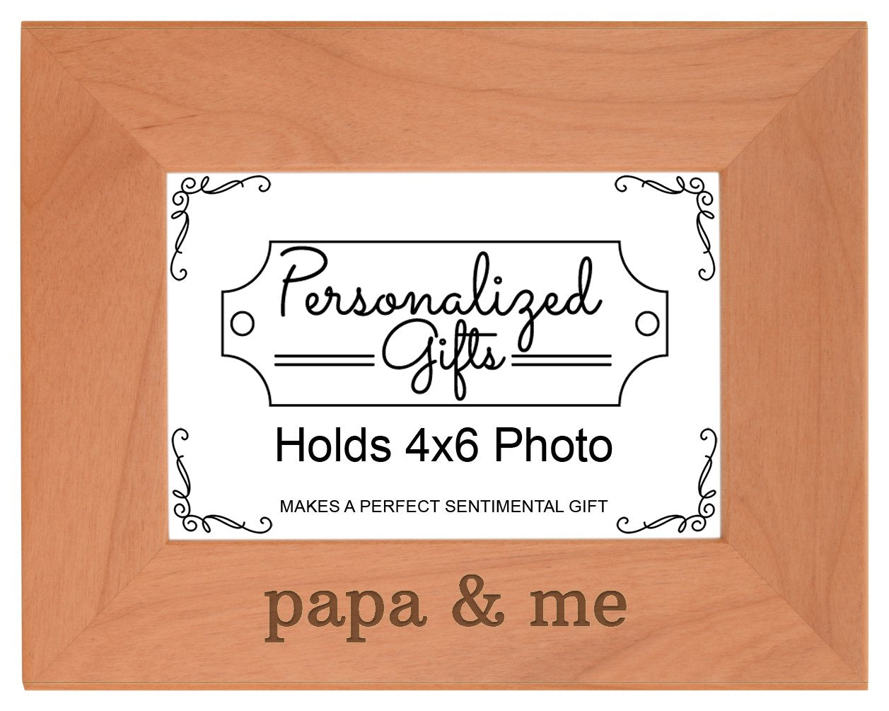 Personalized Gifts Grandpa Gift Papa and Me Grandchild Natural Wood Engraved 4x6 Landscape Picture Frame Wood
