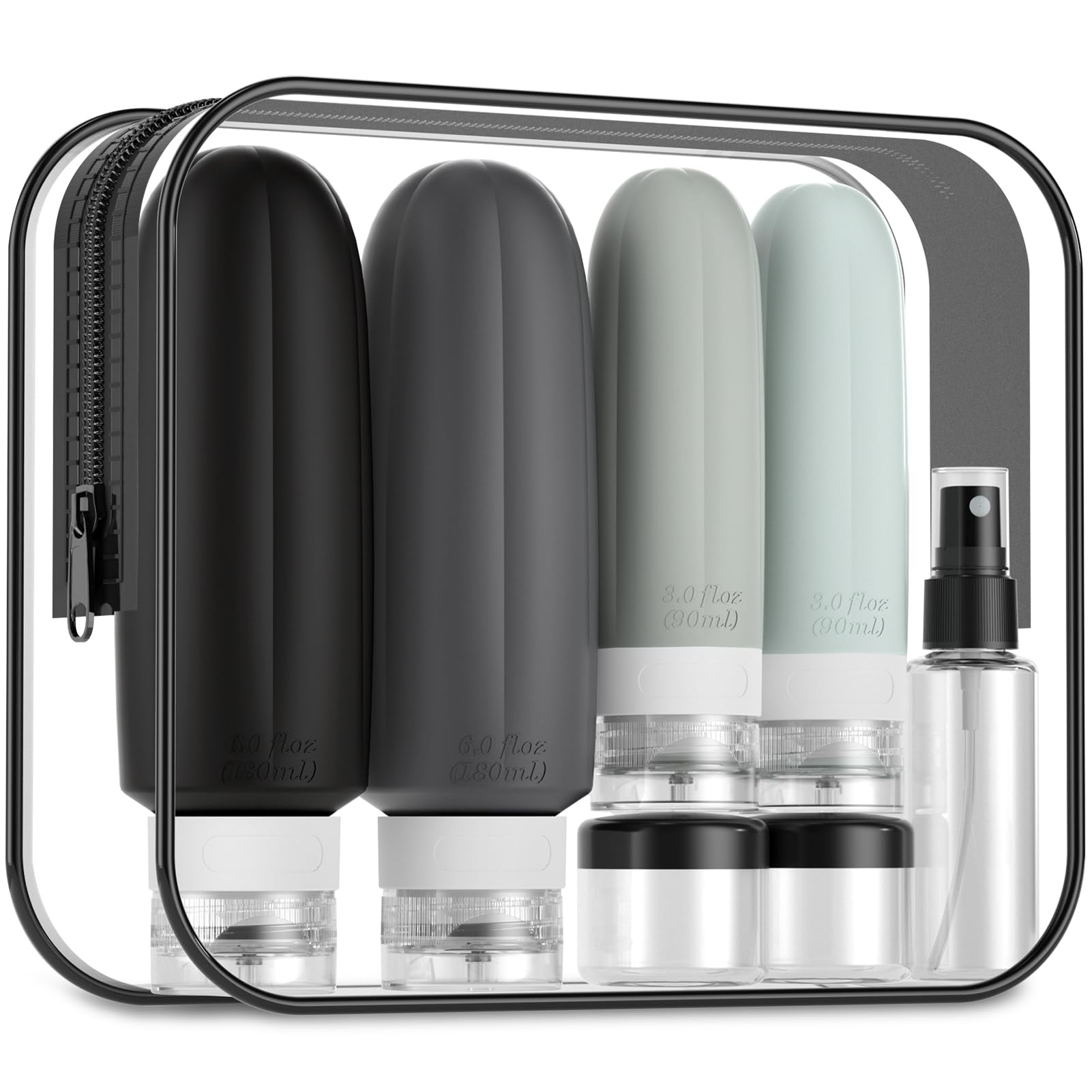 Gemice 16 Pack Large 6Oz Leakproof Toiletry Bottles, Silicone Refillable Containers With Bag For Shampoo Conditioner, Travel Ess