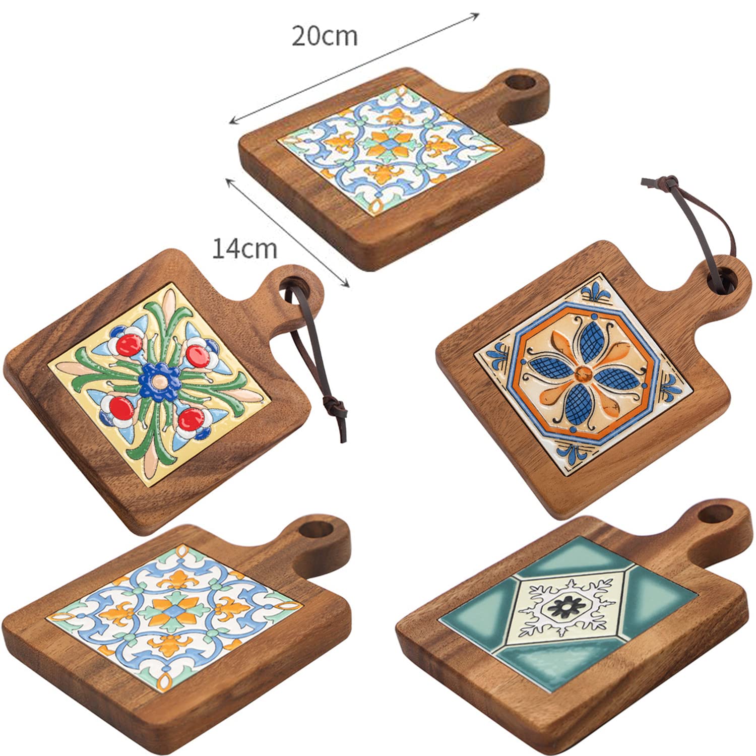 Natural Wood Tiles Pot Mat,Anti-Scalding Plate Mat Drink Coasters For Hot Tea Pots And Pans Pad Holders,Kitchen Counter Accessor