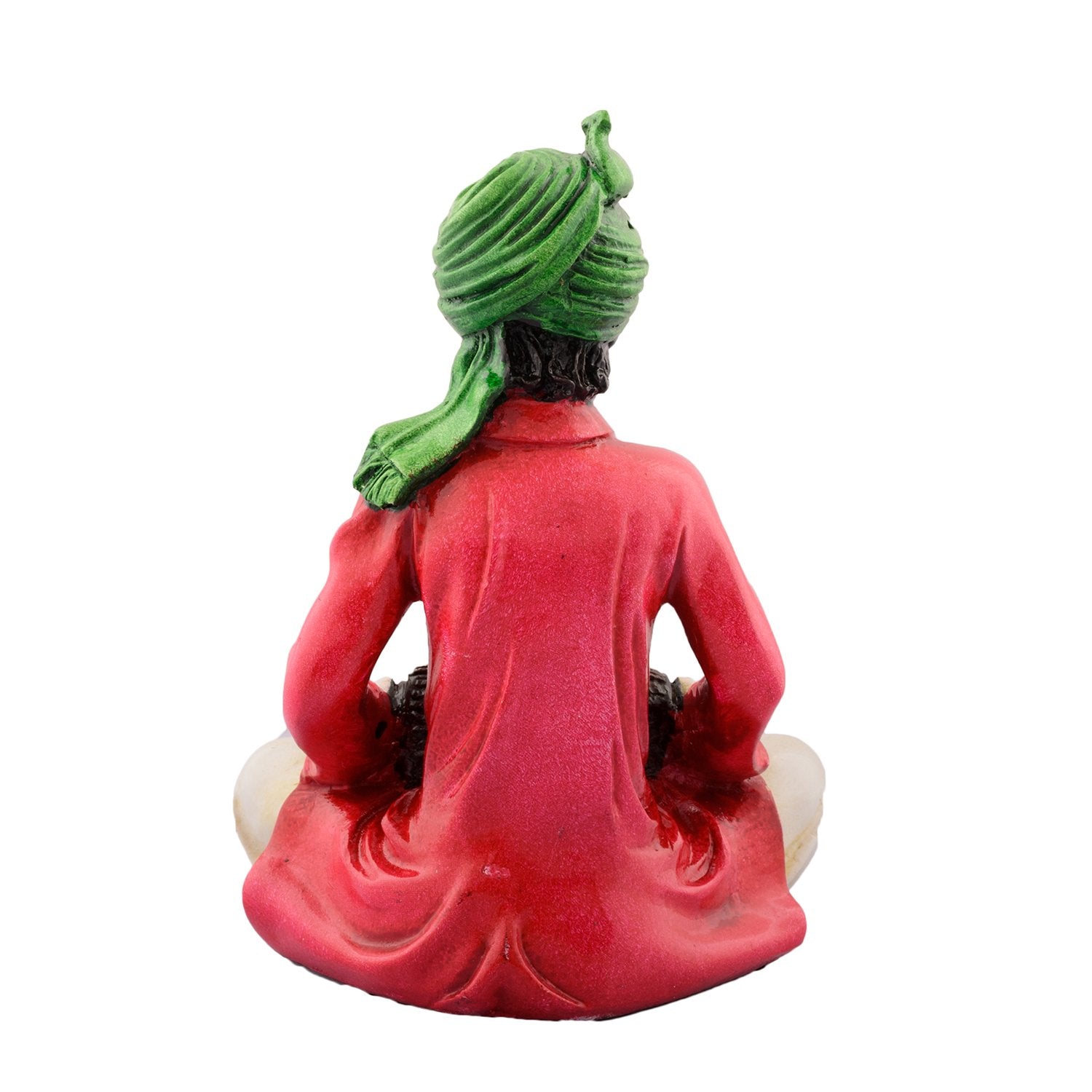 Ecraftindia Rajasthani Lady Playing Dholak Showpiece Polyresin Statue (11.25 Cm X 7.5 Cm X 15 Cm, Green And Orange)