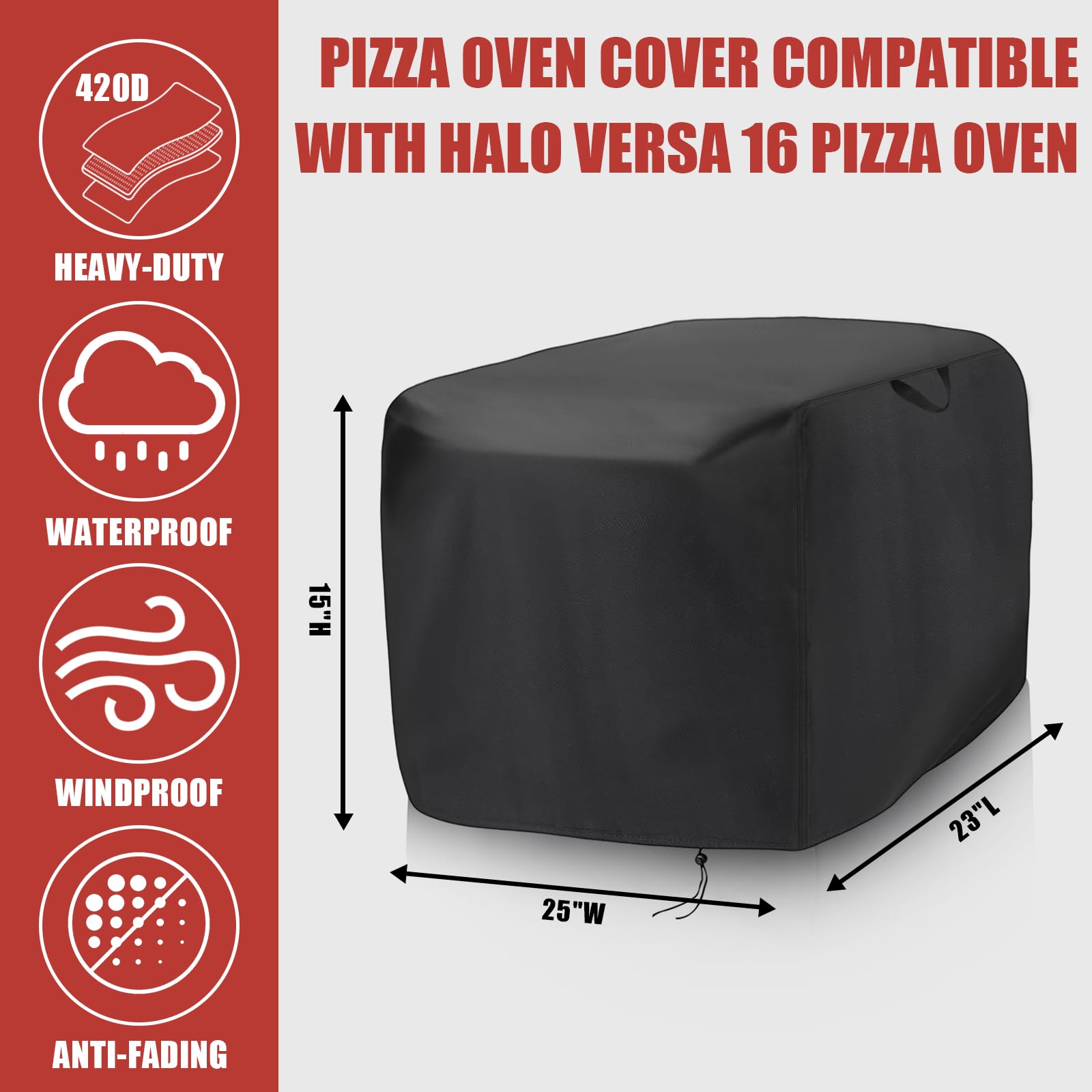 Rilime Pizza Oven Cover Compatible With Halo Versa 16 Pizza Oven,Waterproof Pizza Oven Indoor Outdoor Covers(Cover Only)