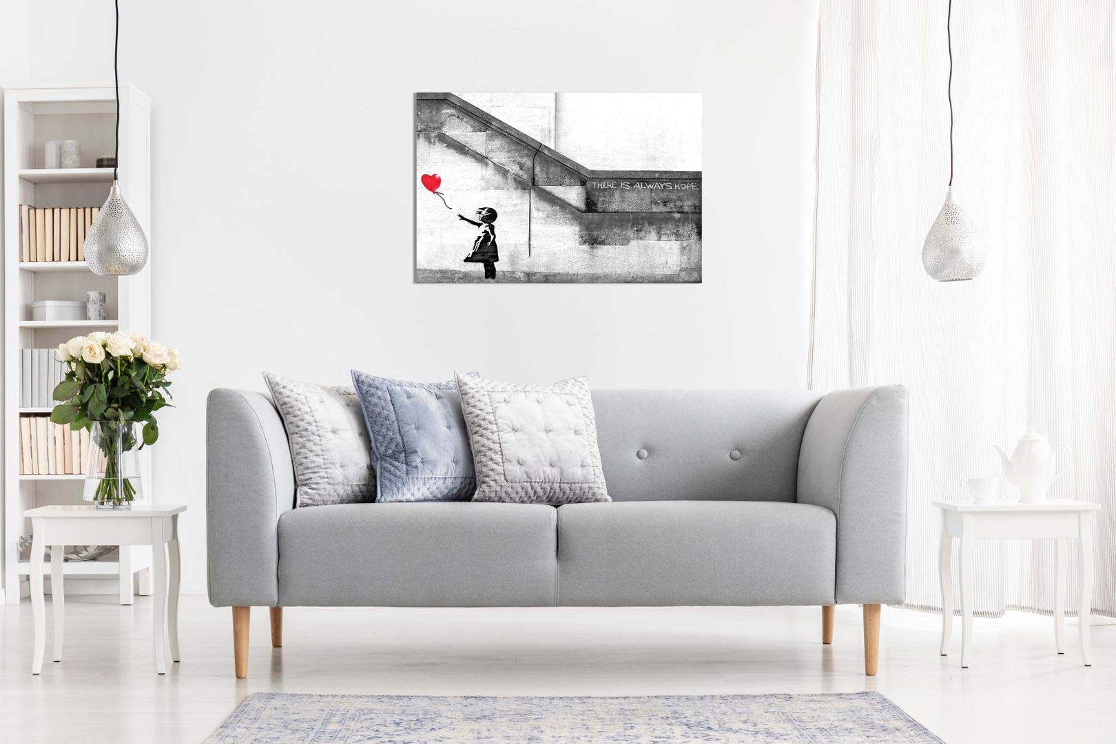 Banksy Balloon Girl Graffiti Canvas Wall Art Picture Print (24X16)