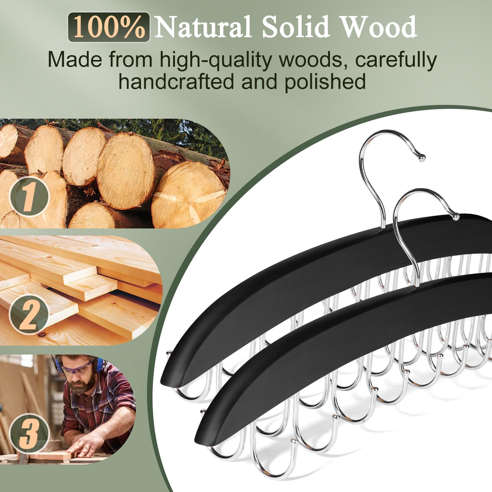 Nanati 2 Pack Bra Hangers For Closet Organizer, Bra Organizer With 40 Stainless Steel Hooks, Wooden Tank Top Hanger, Closet Orga