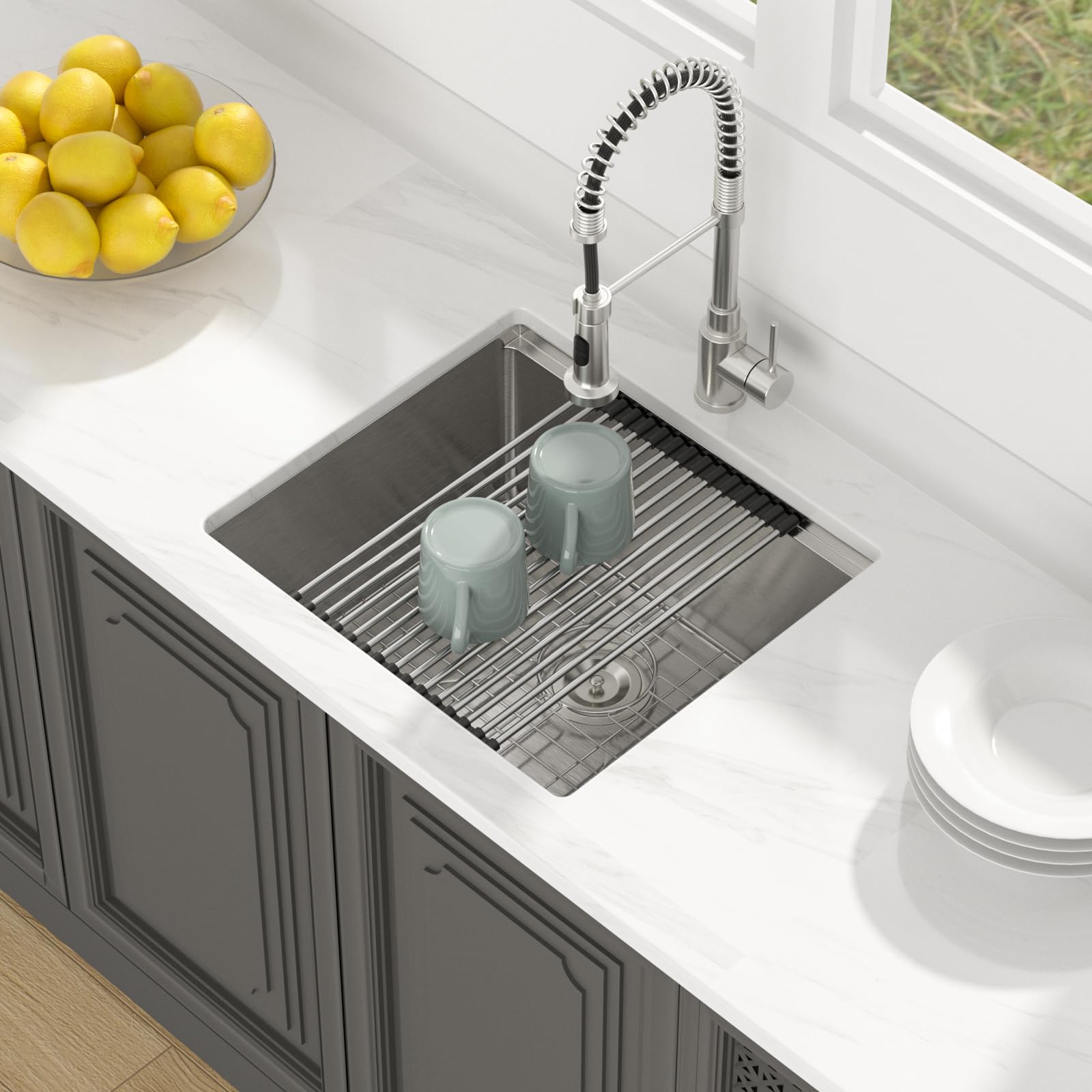 21 Undermount Kitchen Sink - Lordear 21X19 Inch Undermount Bar Sink Stainless Steel 16 Gauge Ledge Workstation Handmade Rv Campe