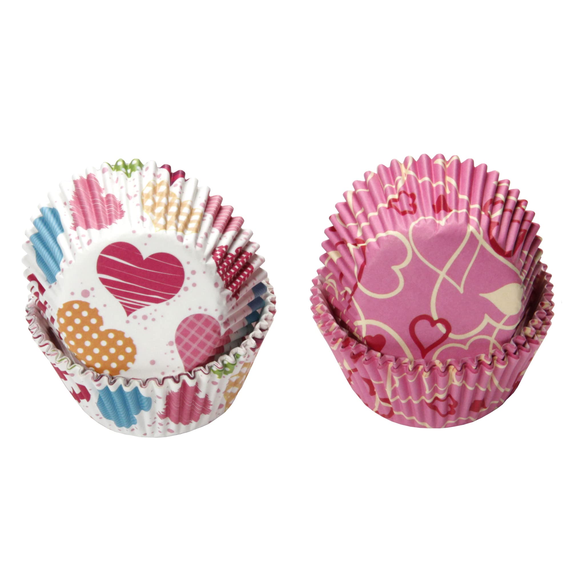 Chef Craft Paper Patterned Valentines Cupcake Liner Set, 100 Count, Red/Pink