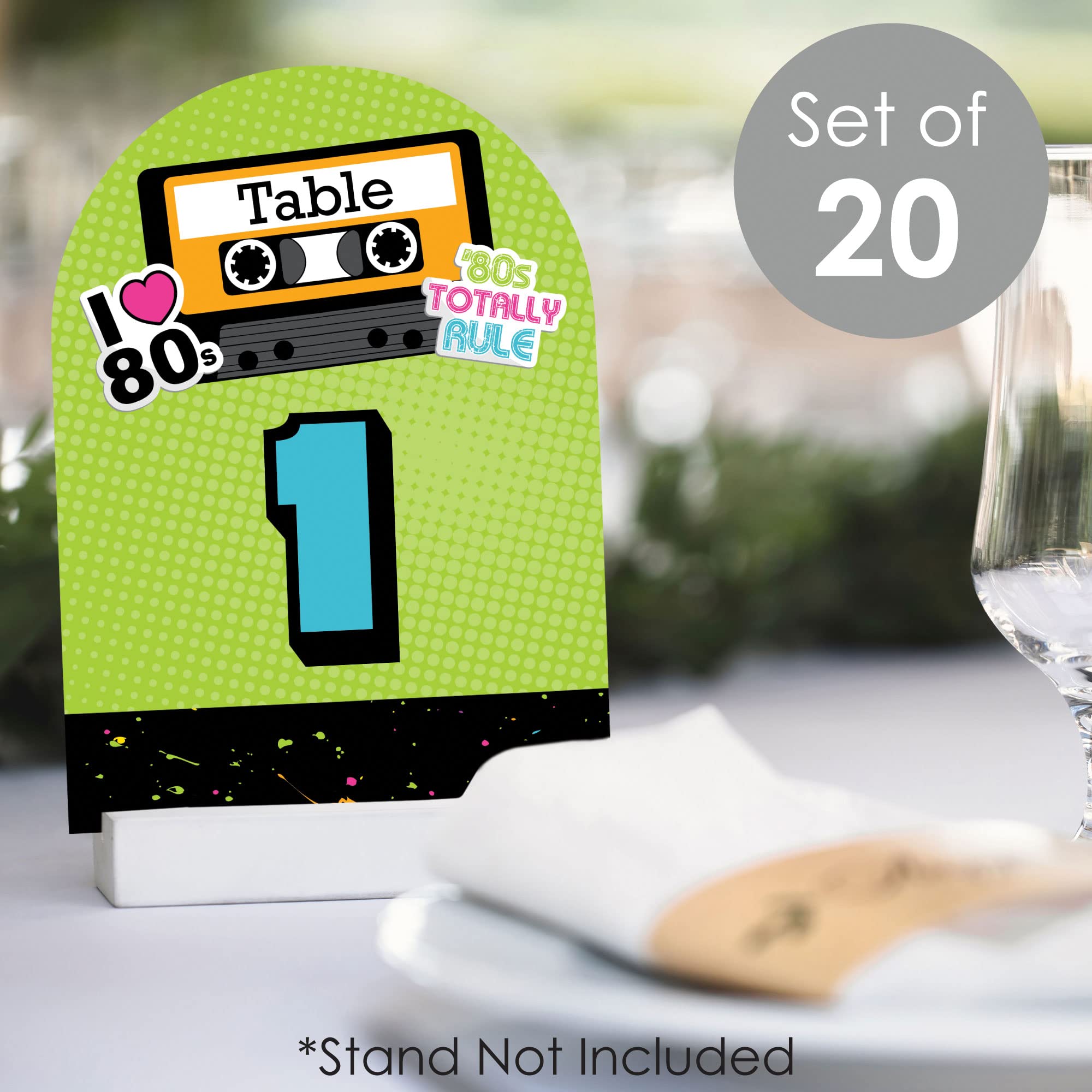Big Dot Of Happiness 80S Retro - Totally 1980S Party Double-Sided 5 X 7 Inches Cards - Table Numbers - 1-20