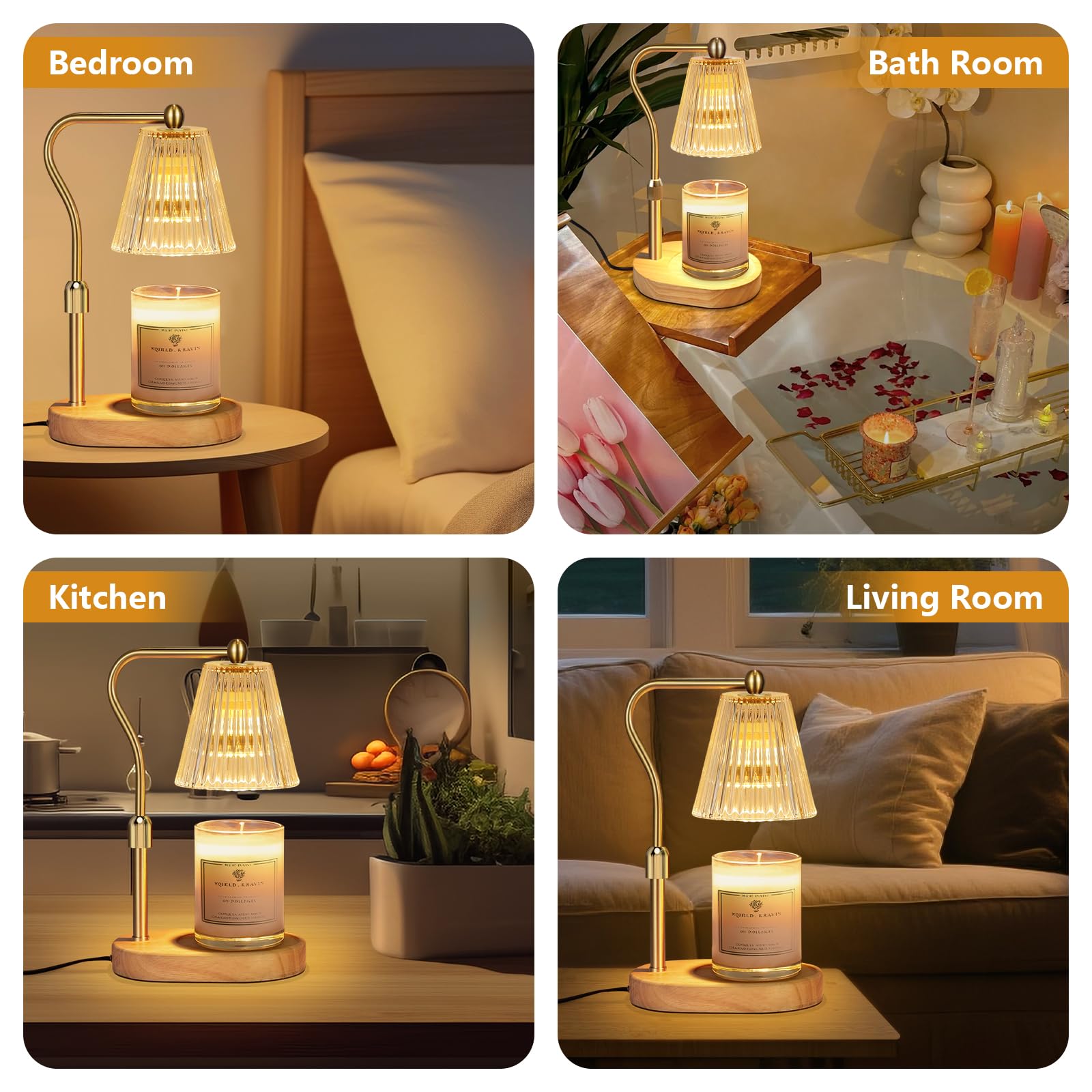 Engpure Candle Warmer Lamp with Timer and Dimmer Adjustable Height for Women Birthday Gift, Home Room Decor, Wax Melt Warmer for