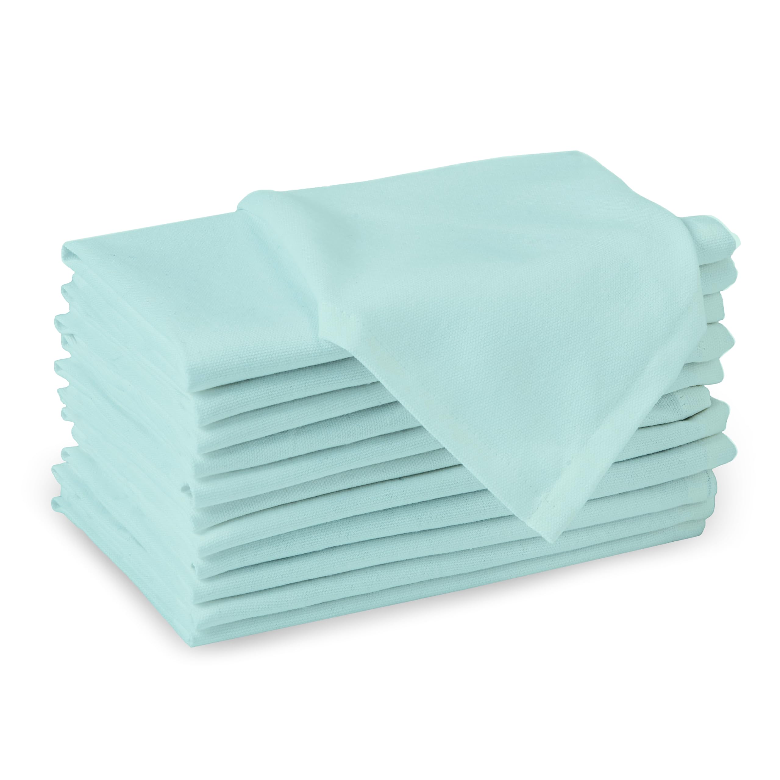 Encasa 100% Cotton Cloth Napkins Set of 12 with Egg Blue Color & Size 17''x17''  Dinner Napkins Washable and Reusable for Dinning Table Fall Decoration  Halloween & Christmas Festivals