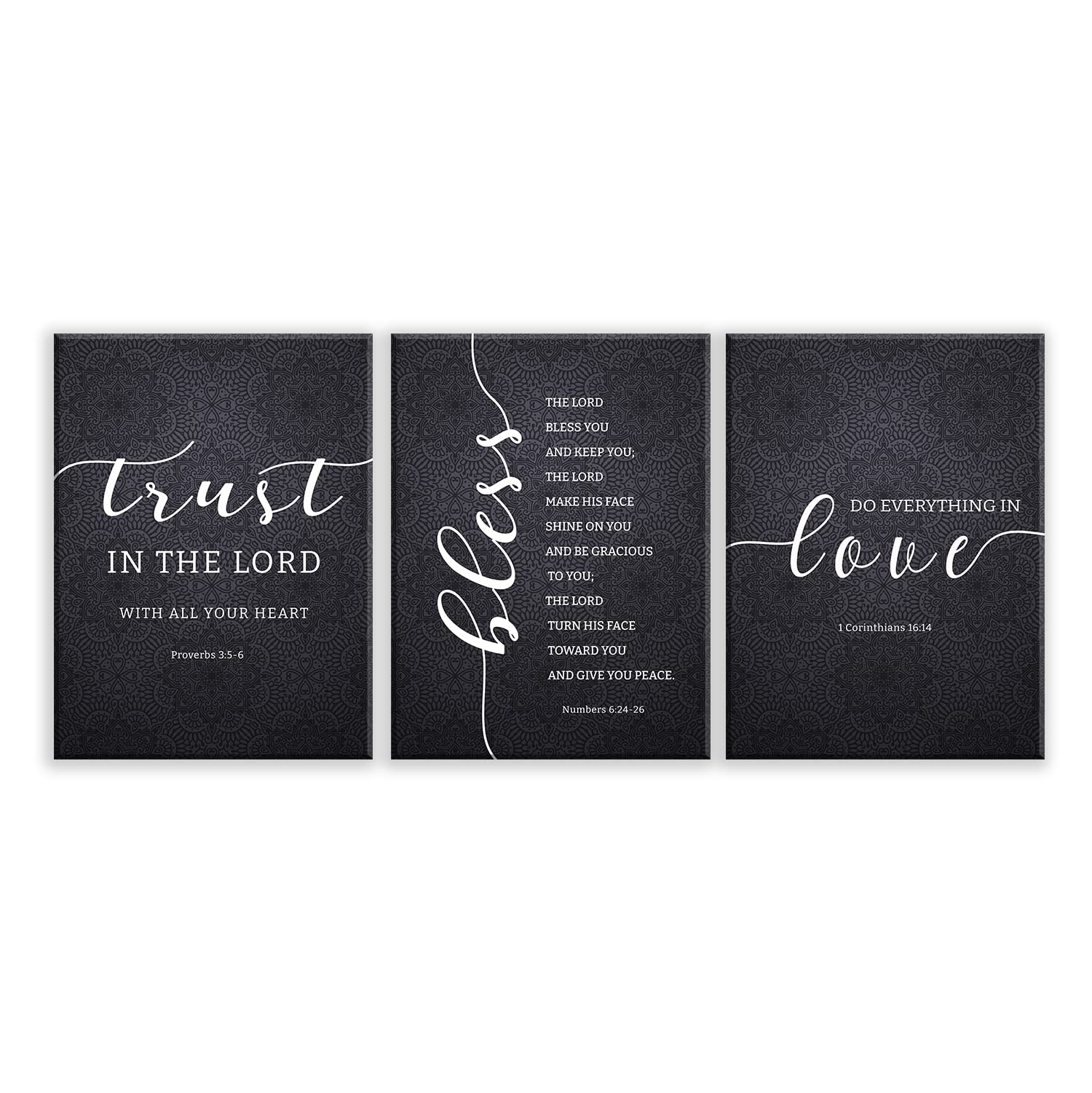 Dazingart Bible Verse Wall Art, Gallery Set Of 3 Prints, Be Still, Love Is Patient, I Am With You Always, Scripture Art For Chri