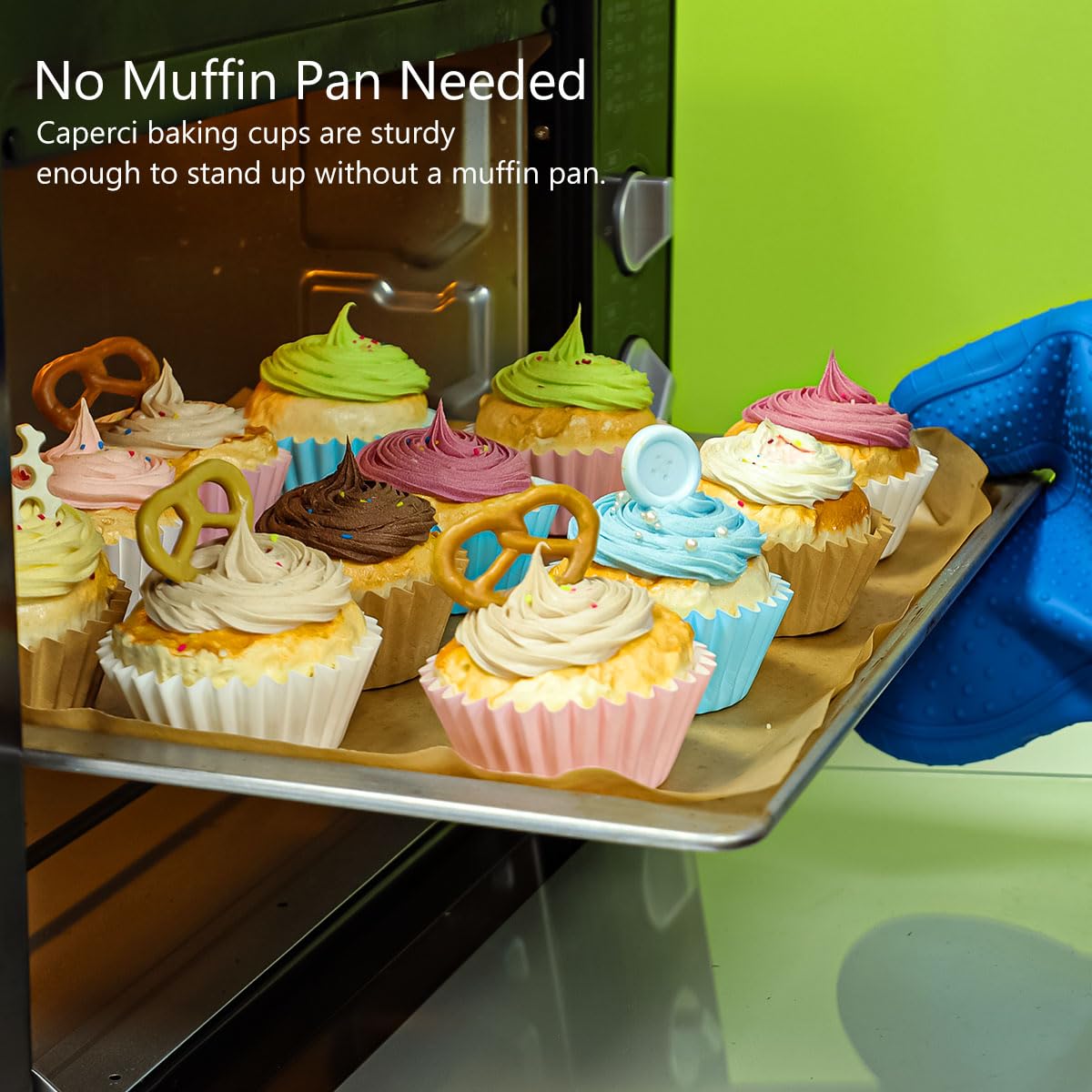 Caperci Heavy Duty Standard White Cupcake Liners 150 Counts - Grease-Resistant Paper Muffin Baking Cups, Odorless, No Muffin Pan