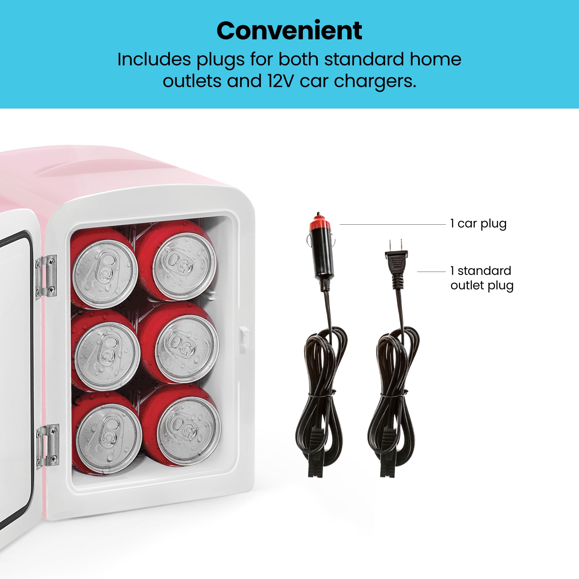 Chefman - Iceman Mini Portable Pink Personal Fridge Cools Or Heats & Provides Compact Storage For Skincare, Snacks, Or 6 12Oz Ca