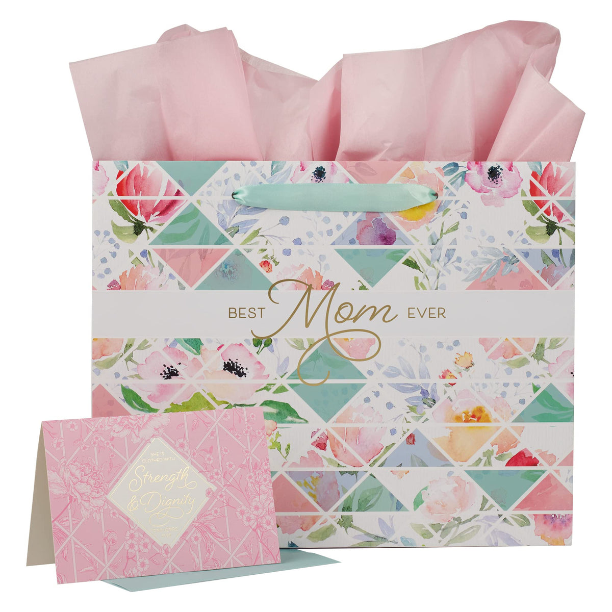 Christian Art Gifts Large Landscape Gift Bag For Women Wscripture Greeting Card  Tissue Paper Set: Best Mom Ever - Wrapping Esse