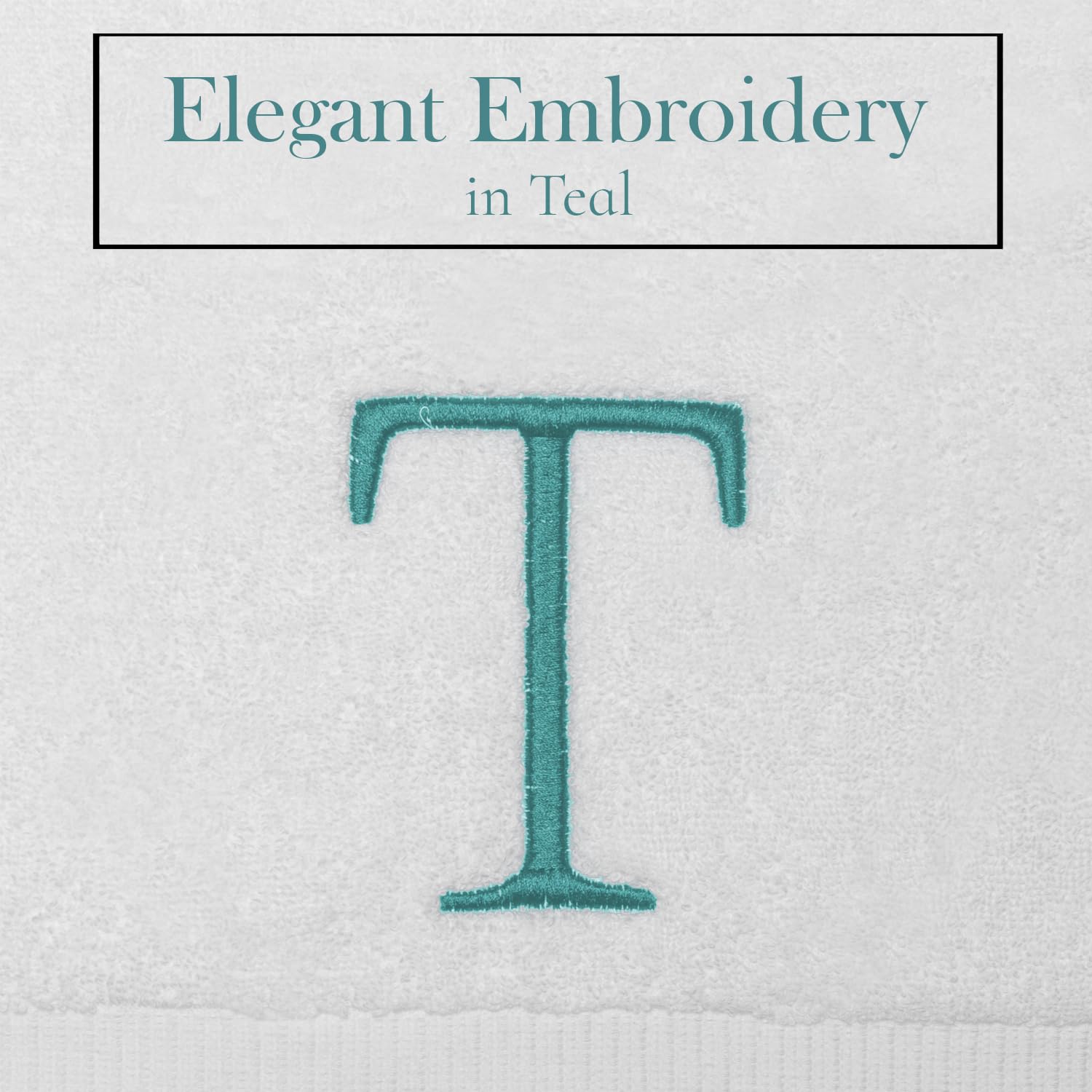 Teal And White Bathroom Hand Towel - Monogrammed Luxury Hotel Quality Decorative Embroidered Towel For Powder Room, Spa - Gots O