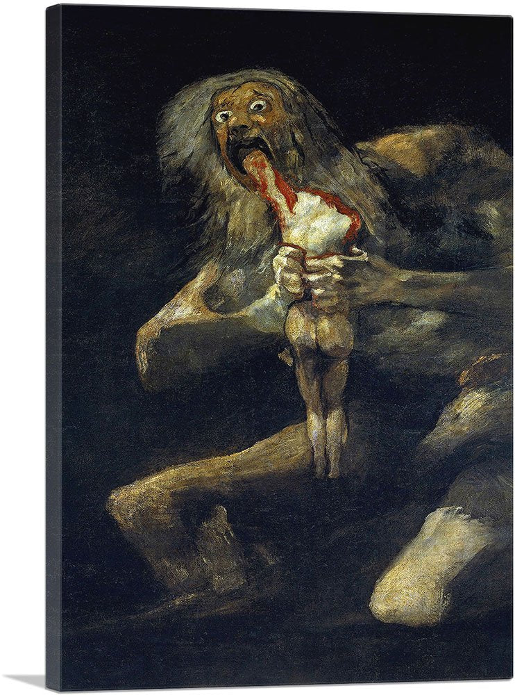 Artcanvas Saturn Devouring His Son 1823 Seen In Wall Street Movie Canvas Art Print Stretched Framed Painting Picture Poster Gicl