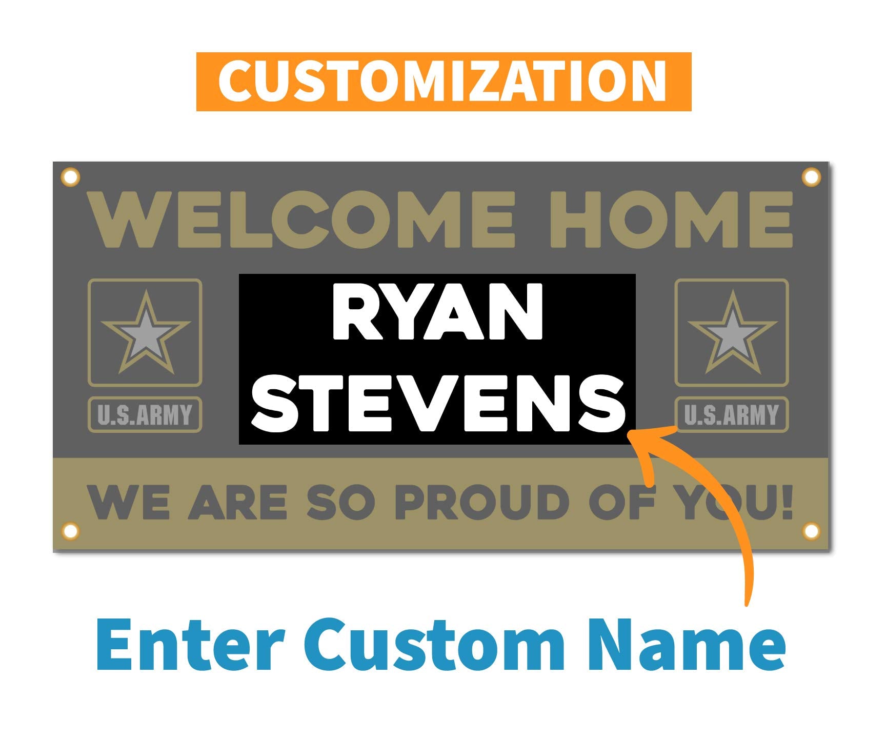 Milweb1 - Welcome Home U.S. Army/United States Military Customizable - Vinyl Banner, Sign, Print, Poster (4'X8')