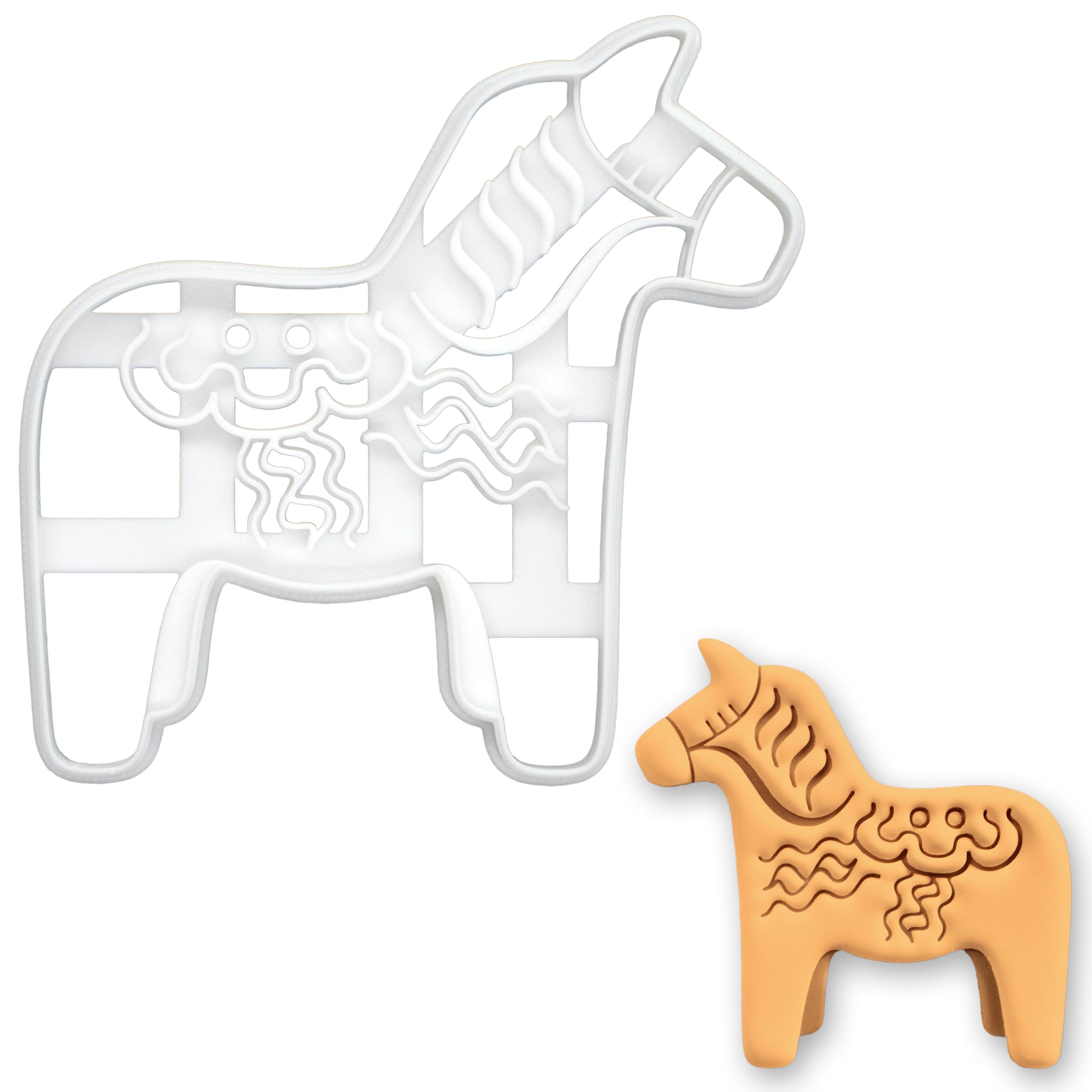 BAKERLOGY Dala Horse Cookie Cutter - Swedish Folk Art Symbol of Strength, Friendship, and Good Fortune for Nordic Christmas and 