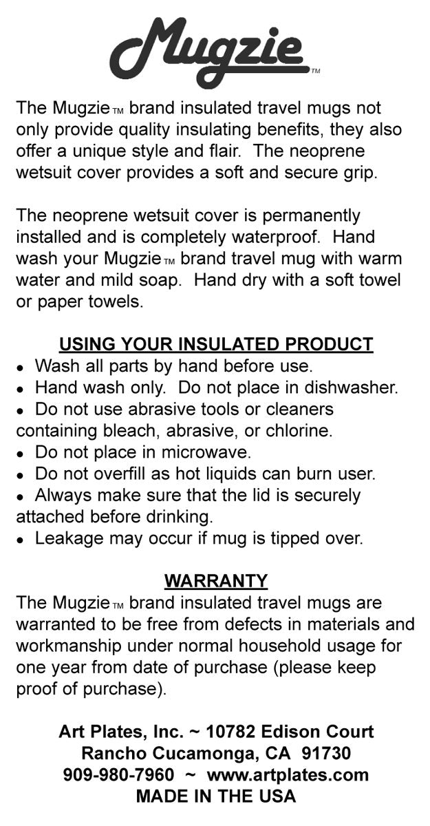 Mugzie Fly Fishing Lures Travel Mug With Insulated Wetsuit Cover, 16 Oz, Black