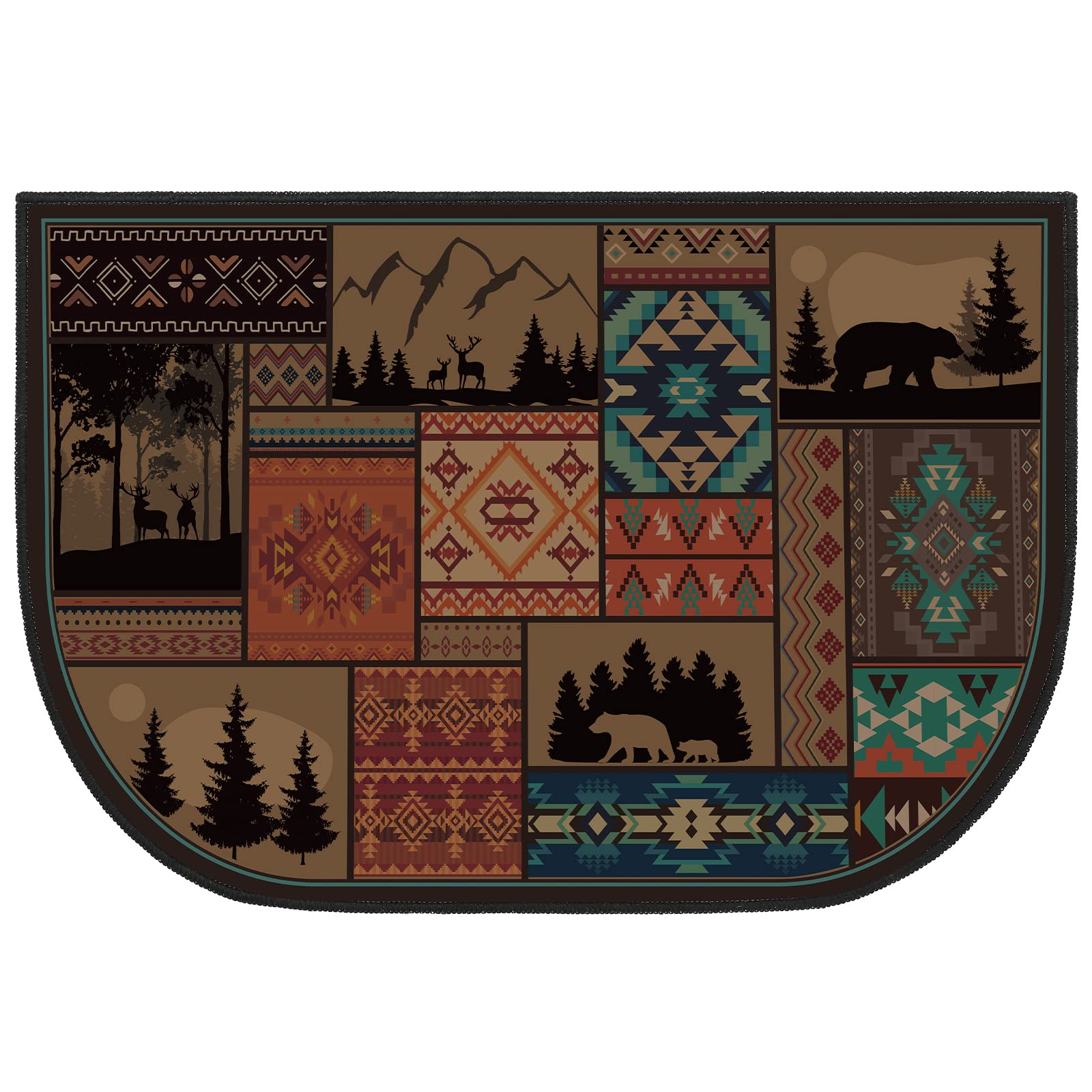 Demissle Fireplace Hearth Rug Fireplace Mats Cabin Southwestern Fireproof Fire Resistant Rug for Wood Stove Floor for Kitchen In