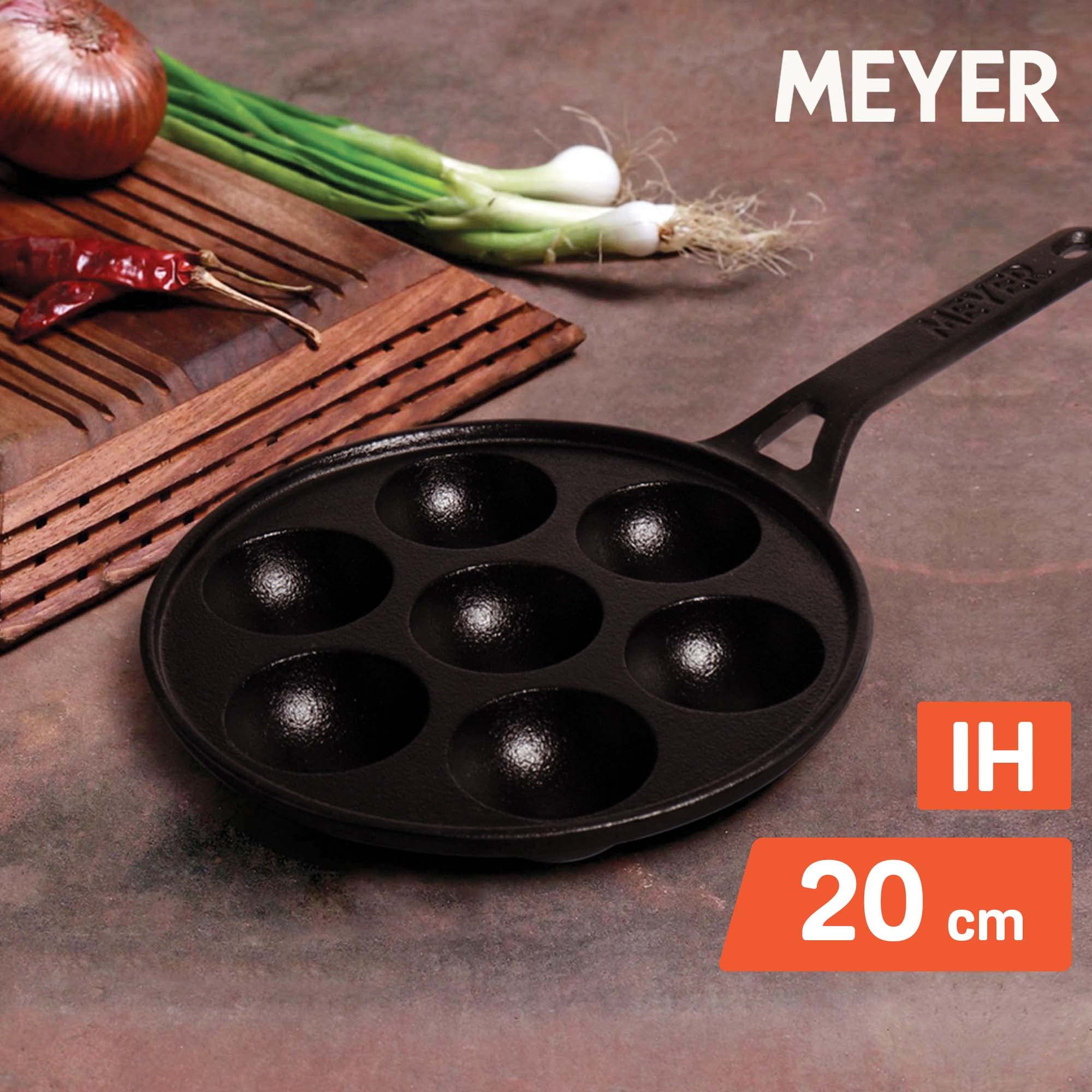 Meyer Pre Seasoned Cast Iron 7 Cavity Appam Patra Paniyarakkal | Paniyaram | Appam Pan | Pan Cake Maker | Appam Maker | Ponganal