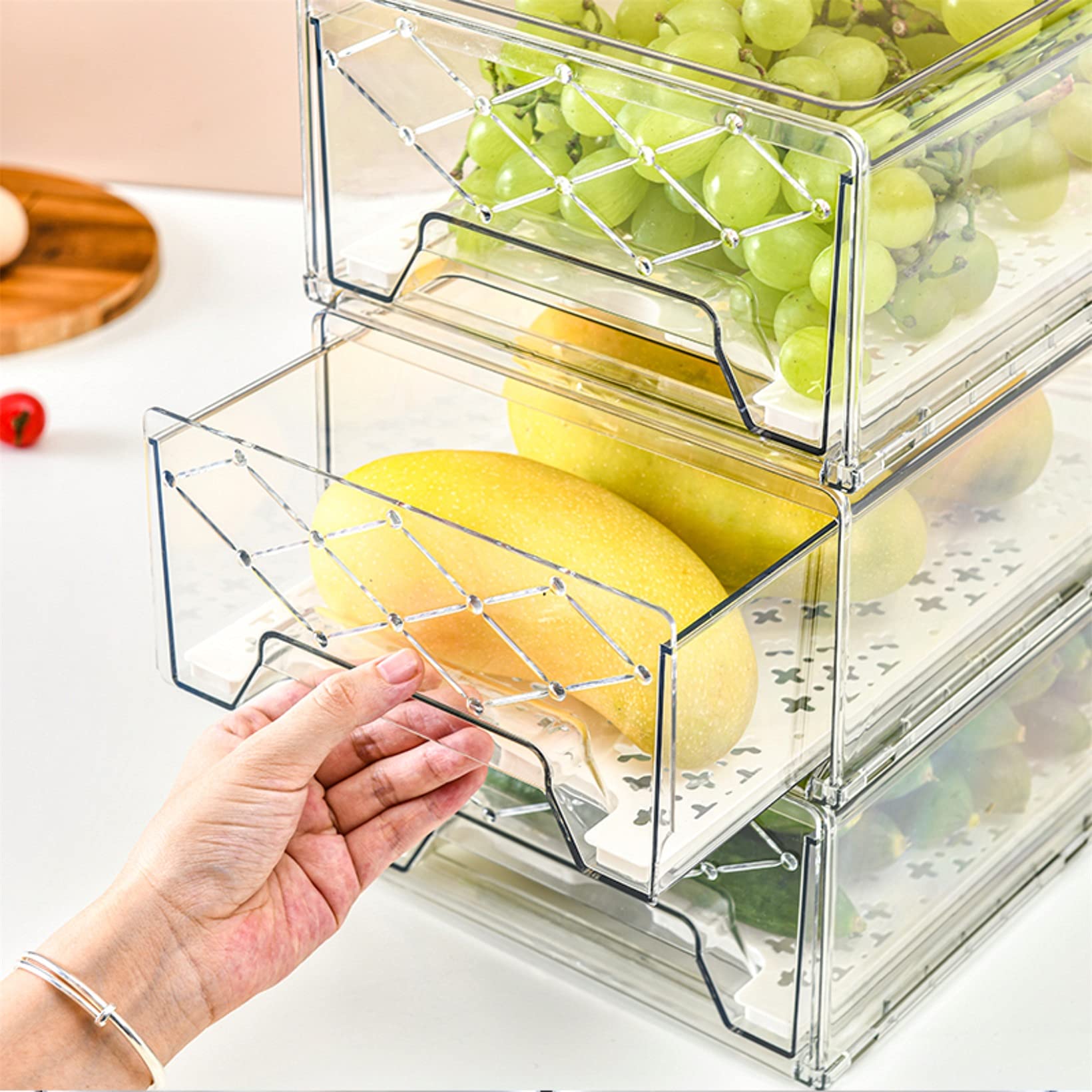 Buonhucs Pantry Organization And Storage, Refrigerator Organizer Bins, Fridge Pull-Out Drawer Containers, Stackable Storage Bins
