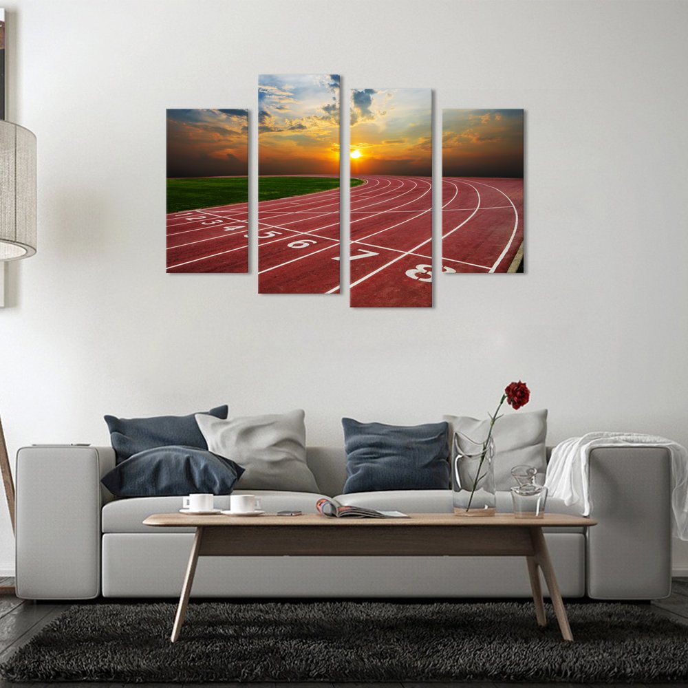 Sea Charm - Canvas Print Wall Art Painting Running Track With Nice Sunrise Scenic Canvas Picture Wall Decor For Living Room Home