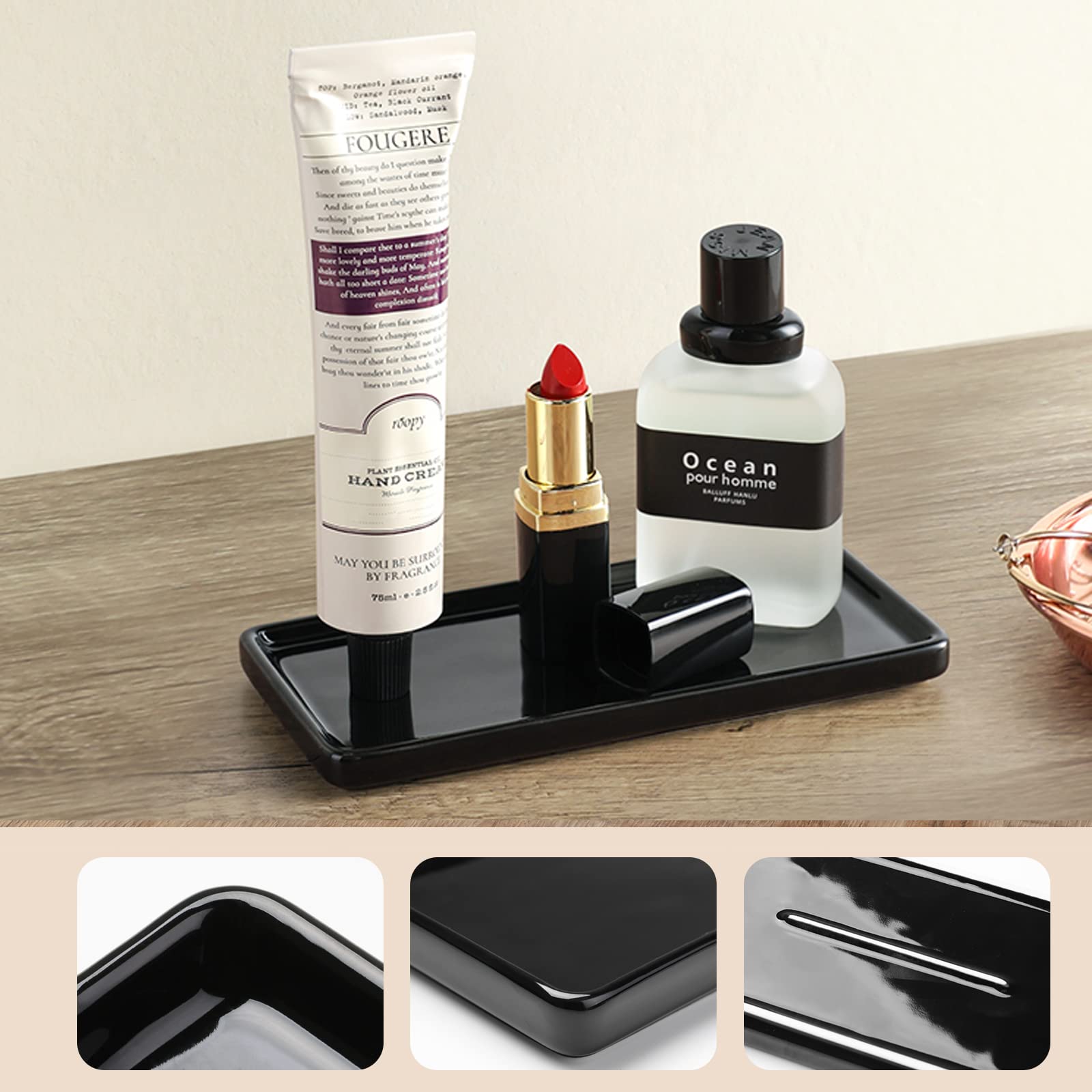 Gurygo 6 Bathroom Trays, Ceramic Vanity Trays For Bathroom, Small Ceramic Trays, Kitchen Soap Tray, Dish Soap Tray For Kitchen C