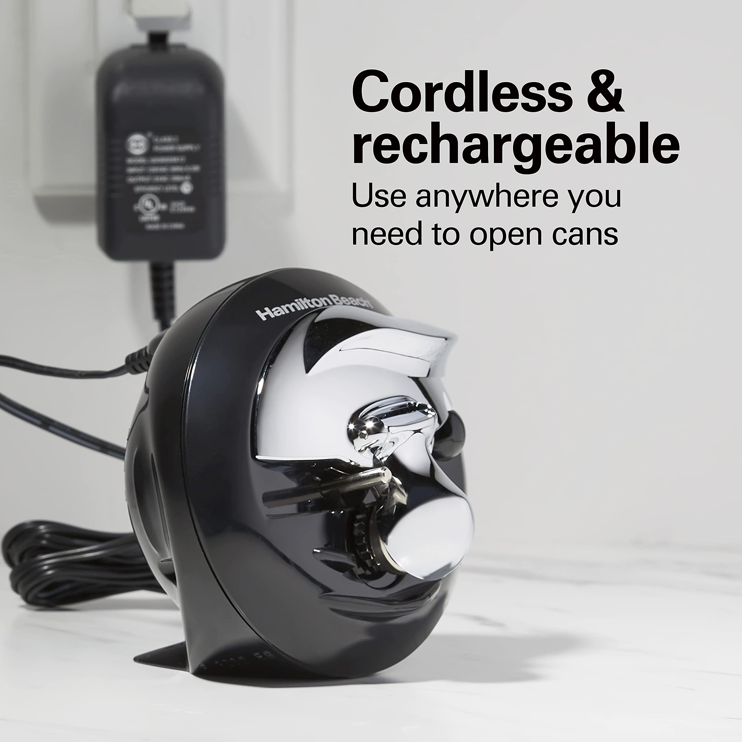 Hamilton Beach Walk N Cut Can Opener, Automatic Hands Free, Cordless & Rechargeable, Black (76501G)