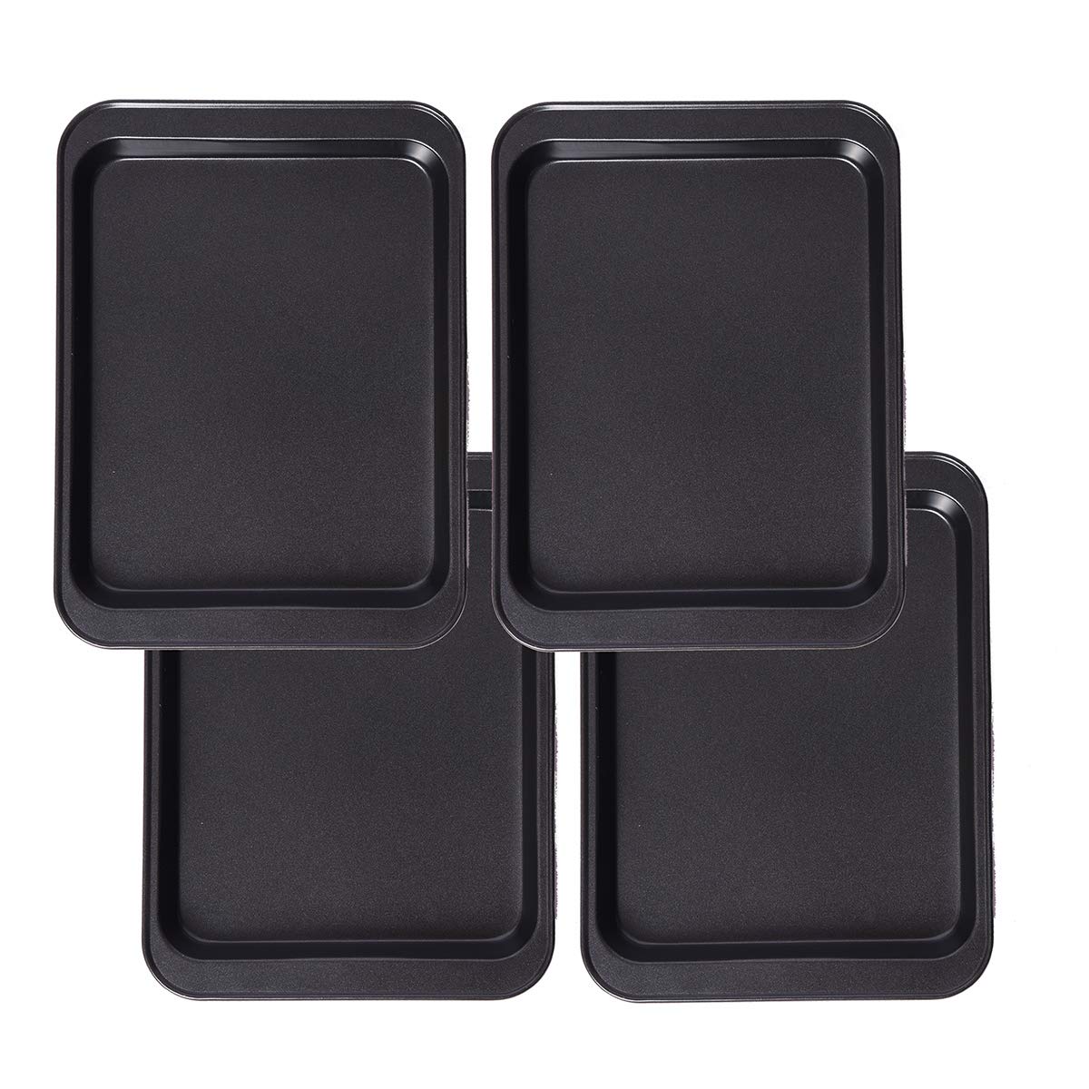 Jucoan 4 Pack Small Baking Sheet Cookie Sheet For Toster Oven, 9.5 X 7.1 Inch Mini Cookie Tray, Nonstick Carbon Steel Half Toast