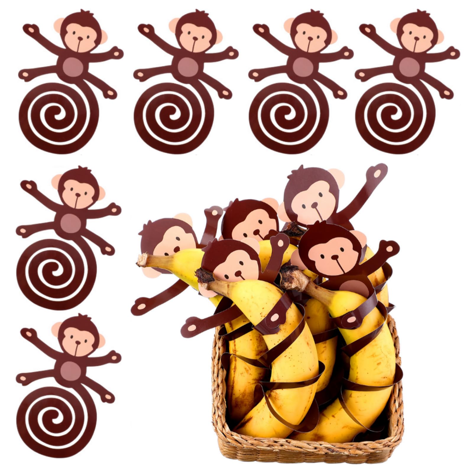 Weekgrat 24 Pcs Jungle Monkey Cutouts Banana Decorations with 60 Glue Point Dots Monkeys Birthday Party Supplies for Zoo Hawaiia