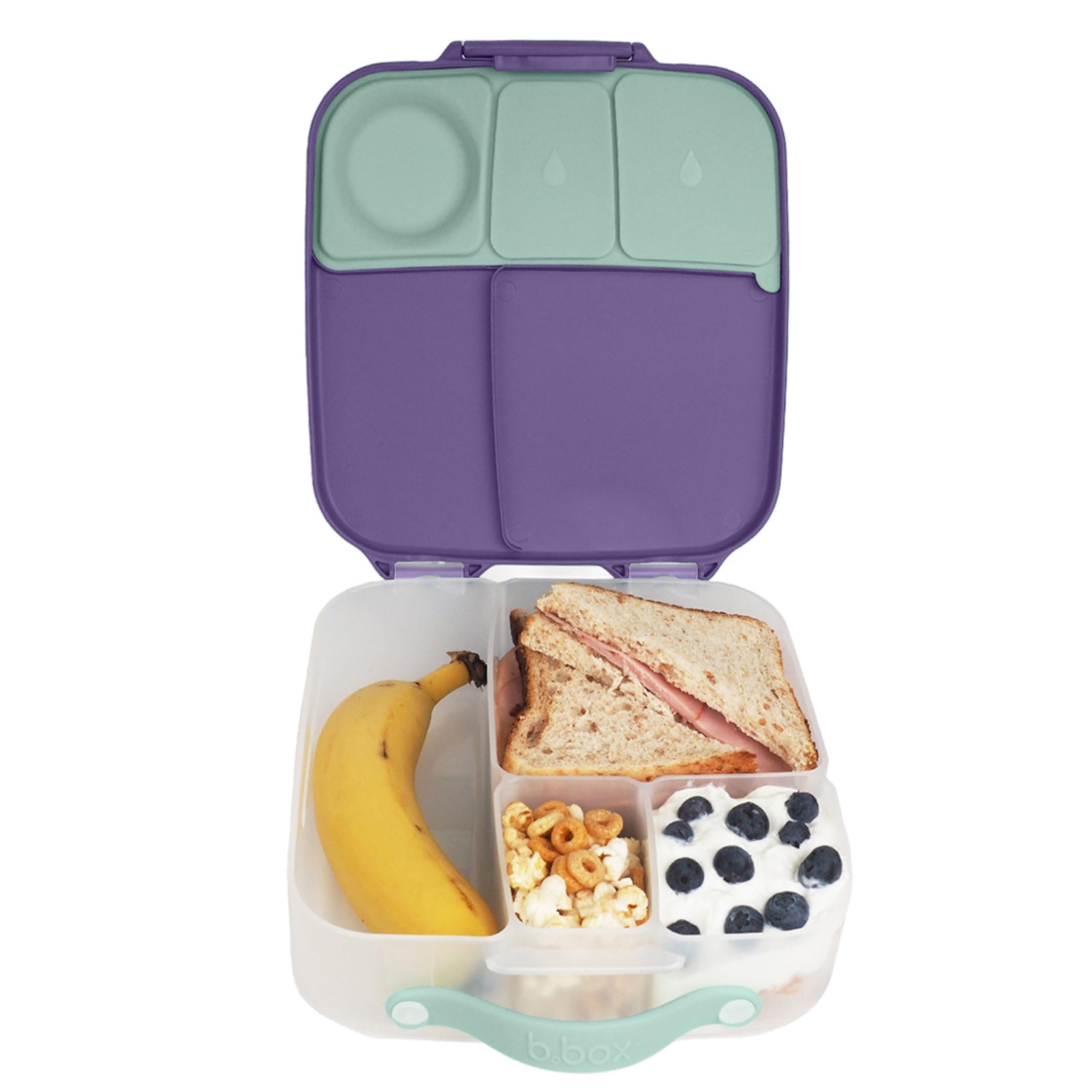 B.Box Lunch Box For Kids: Jumbo Bento Box With 4 Compartments (2 Leak Proof), Removable Divider, Gel Cold Pack. For Older Kids A